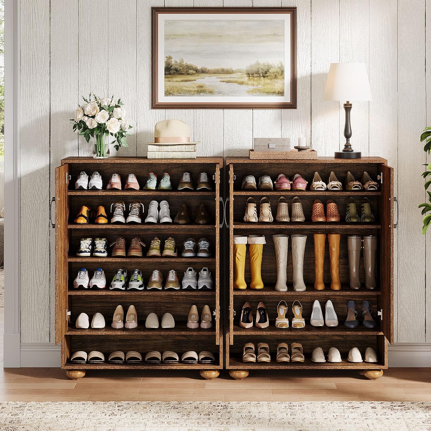 31.5" Shoe Cabinet, 6-Tier Shoe Rack Storage Cabinet with Adjustable Shelves - Image 6