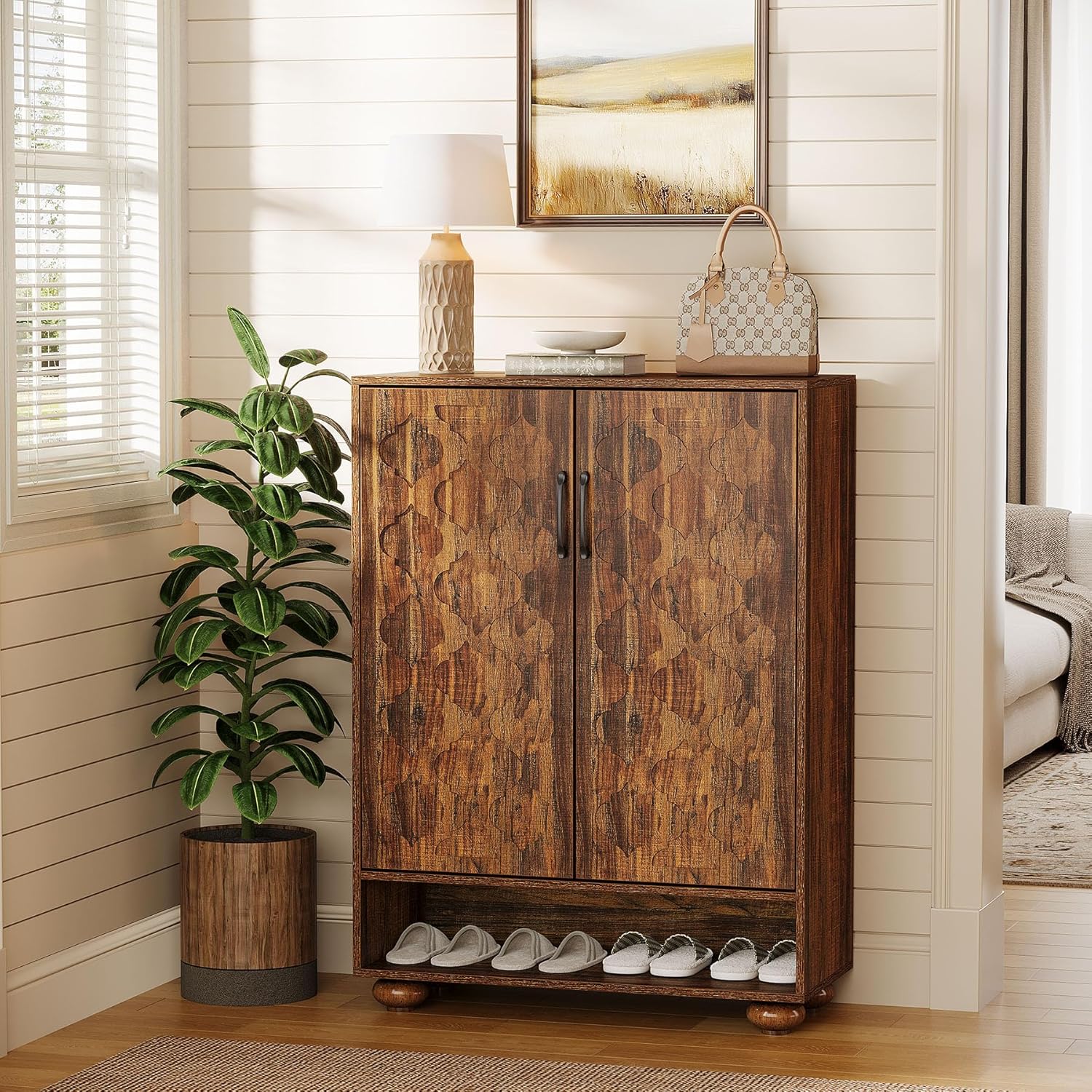 31.5" Shoe Cabinet, 6-Tier Shoe Rack Storage Cabinet with Adjustable Shelves - Image 8