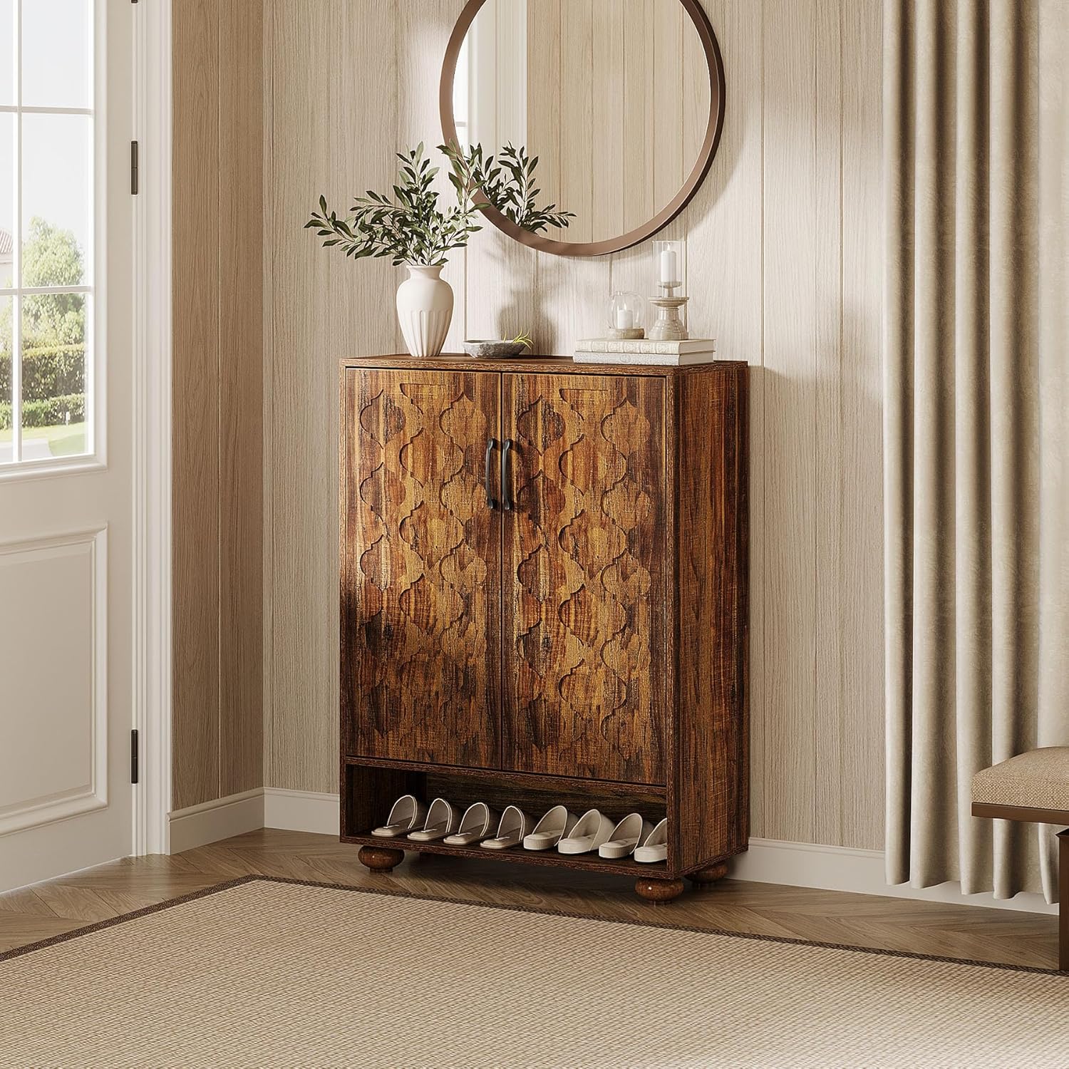 31.5" Shoe Cabinet, 6-Tier Shoe Rack Storage Cabinet with Adjustable Shelves - Image 9