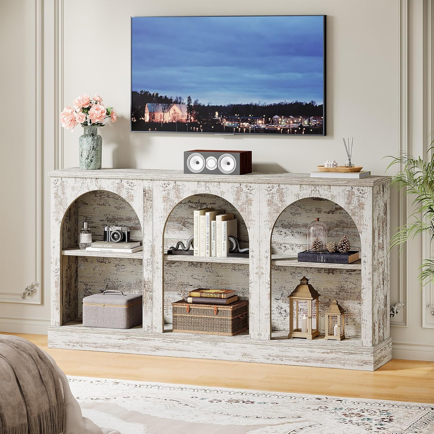 62.99“ Farmhouse TV Stand with Storage Cabinets, Media Console for Up to 65-Inch TV - Image 11