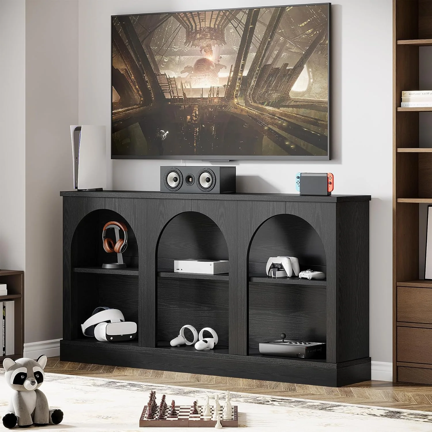 62.99“ Farmhouse TV Stand with Storage Cabinets, Media Console for Up to 65-Inch TV - Image 16