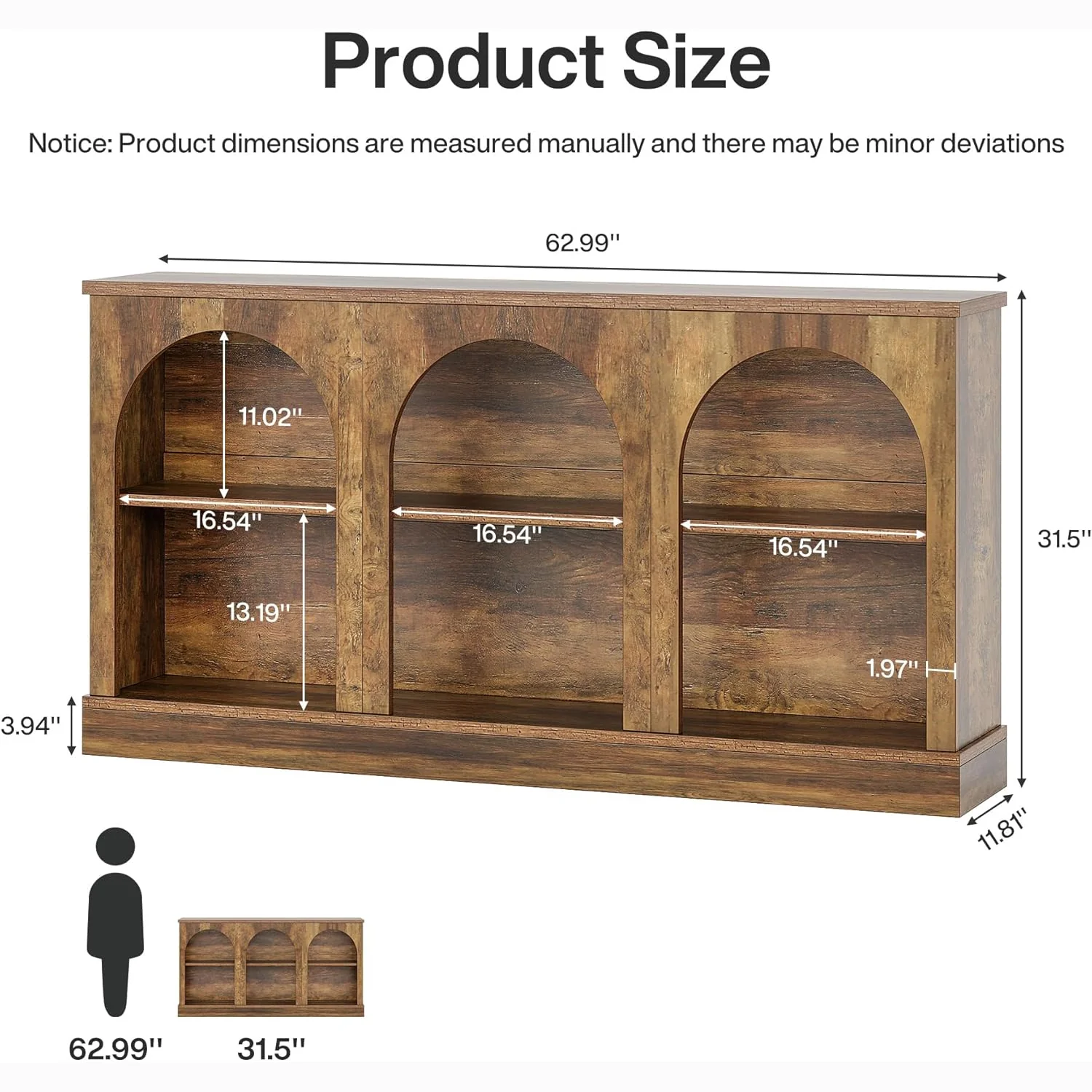 62.99“ Farmhouse TV Stand with Storage Cabinets, Media Console for Up to 65-Inch TV - Image 2