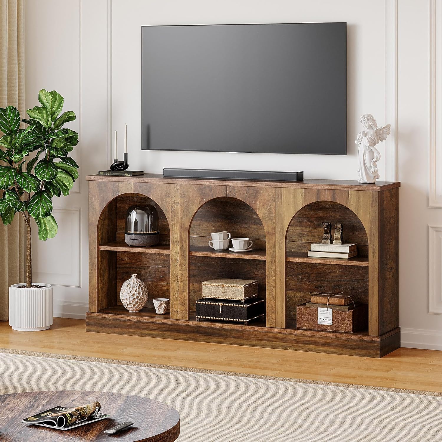 62.99“ Farmhouse TV Stand with Storage Cabinets, Media Console for Up to 65-Inch TV - Image 5