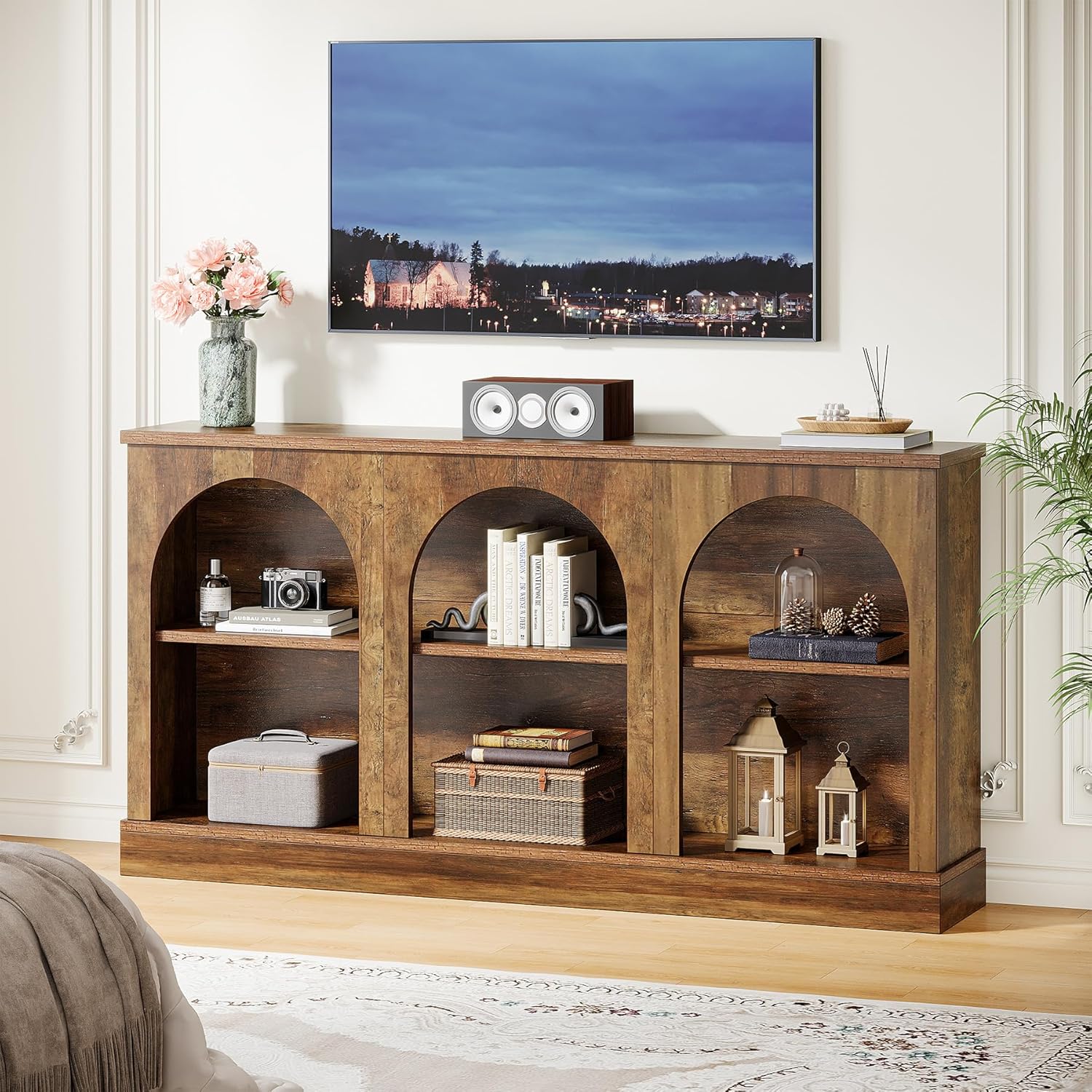 62.99“ Farmhouse TV Stand with Storage Cabinets, Media Console for Up to 65-Inch TV - Image 6