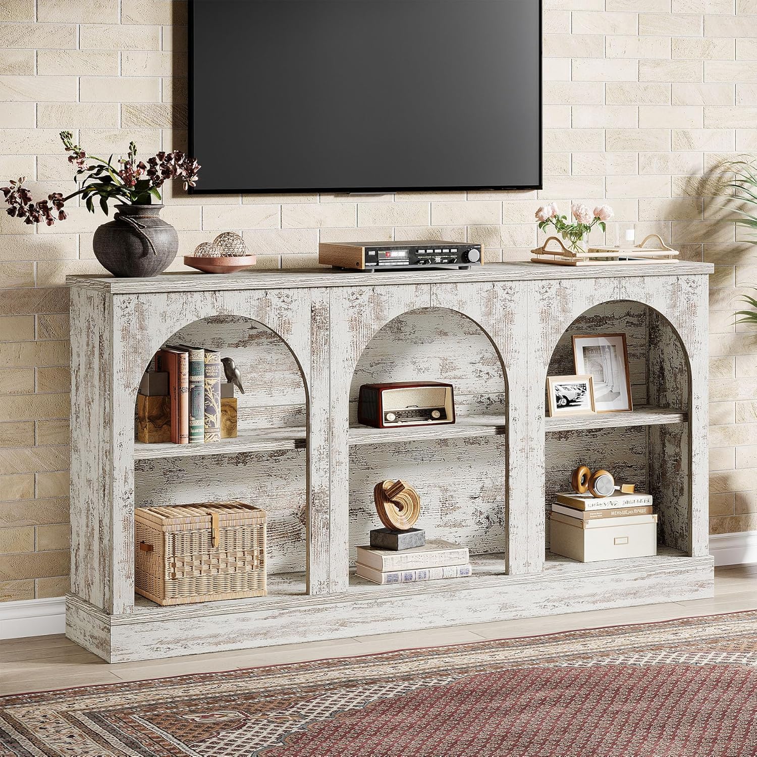 62.99“ Farmhouse TV Stand with Storage Cabinets, Media Console for Up to 65-Inch TV - Image 9