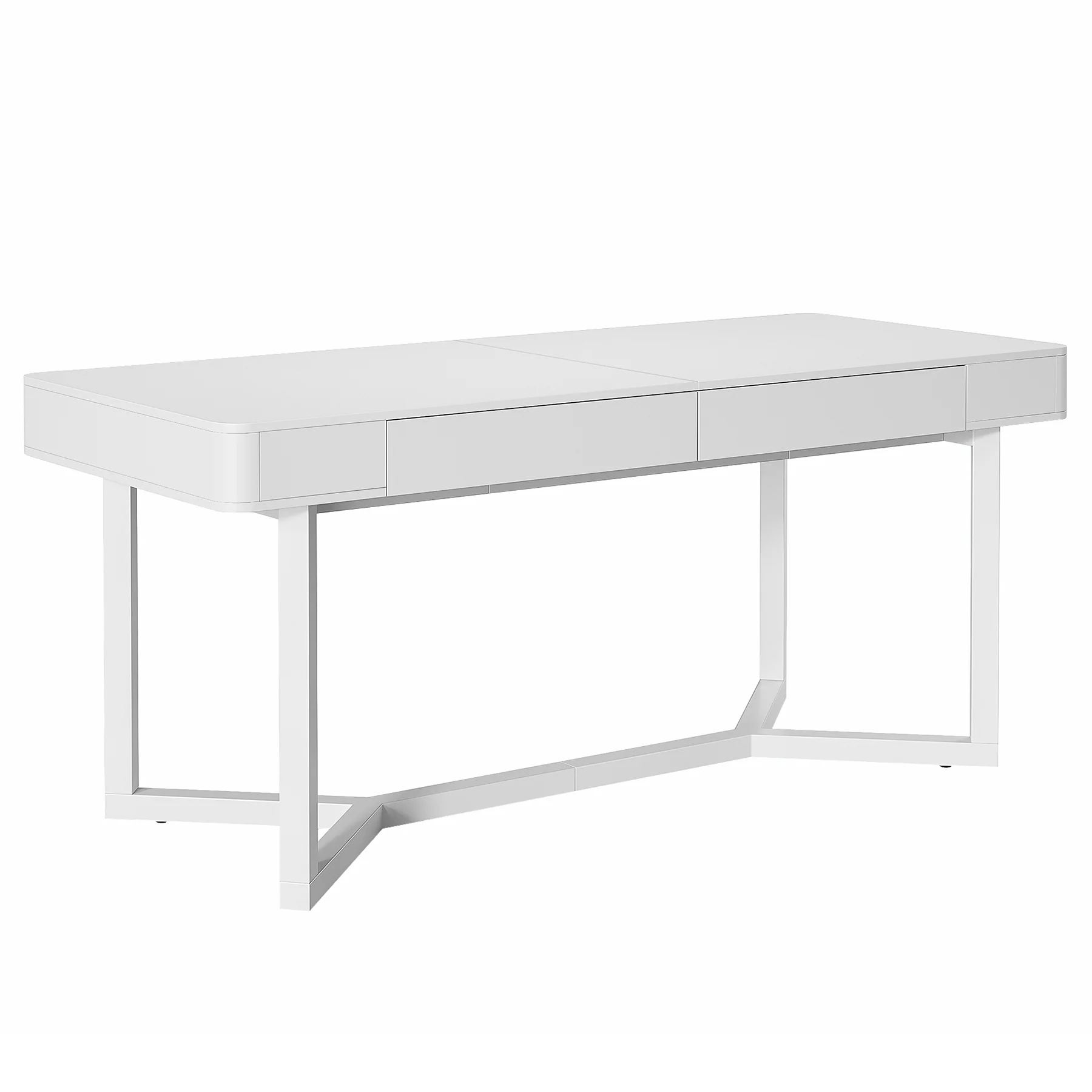 63" Computer Desk with 2 Drawers, Modern Executive Desk Home Office Desk with Metal Base - Image 10