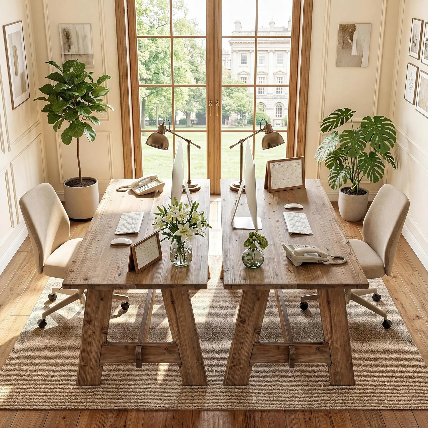 63" Conference Table, Solid Wood Meeting Desk for 4-6 People for Conference Room, Office - Image 4
