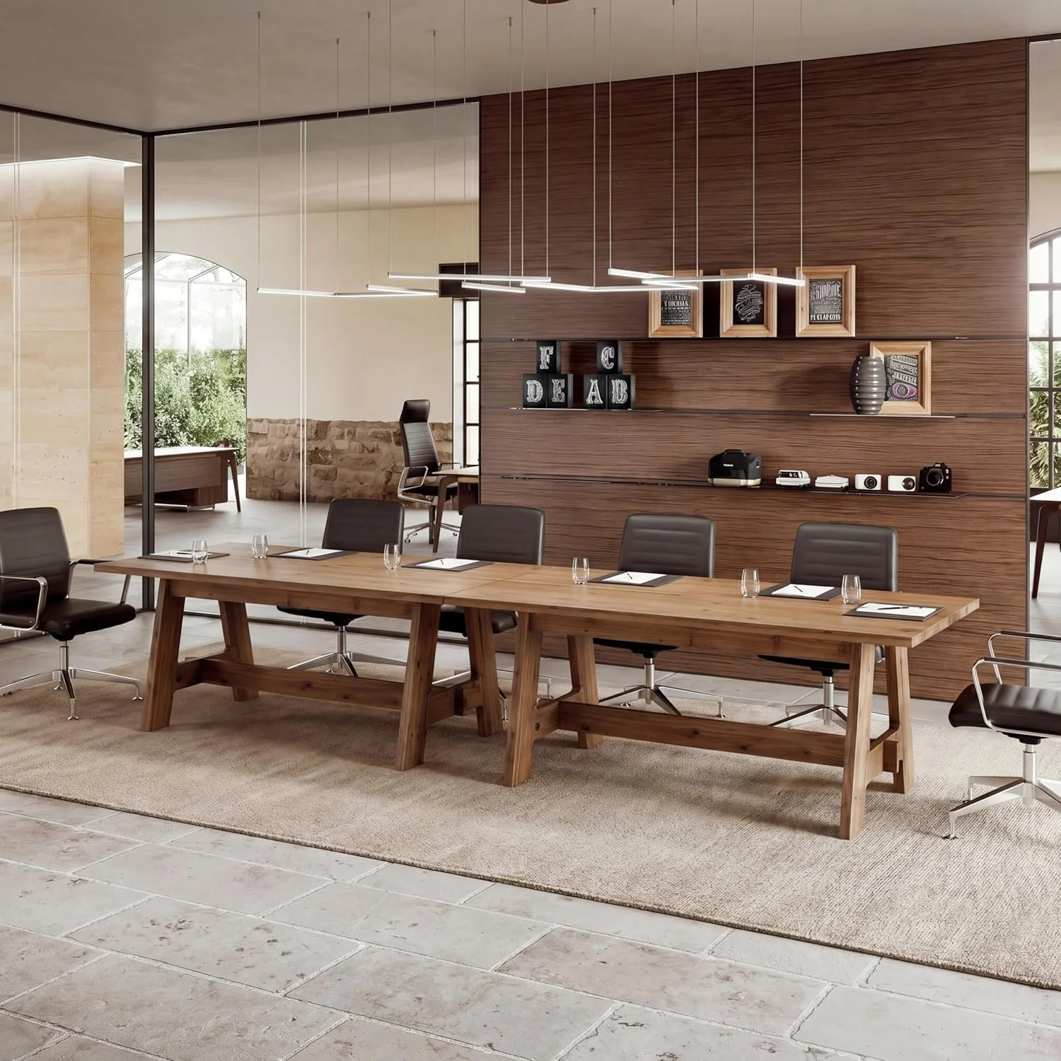 63" Conference Table, Solid Wood Meeting Desk for 4-6 People for Conference Room, Office - Image 5