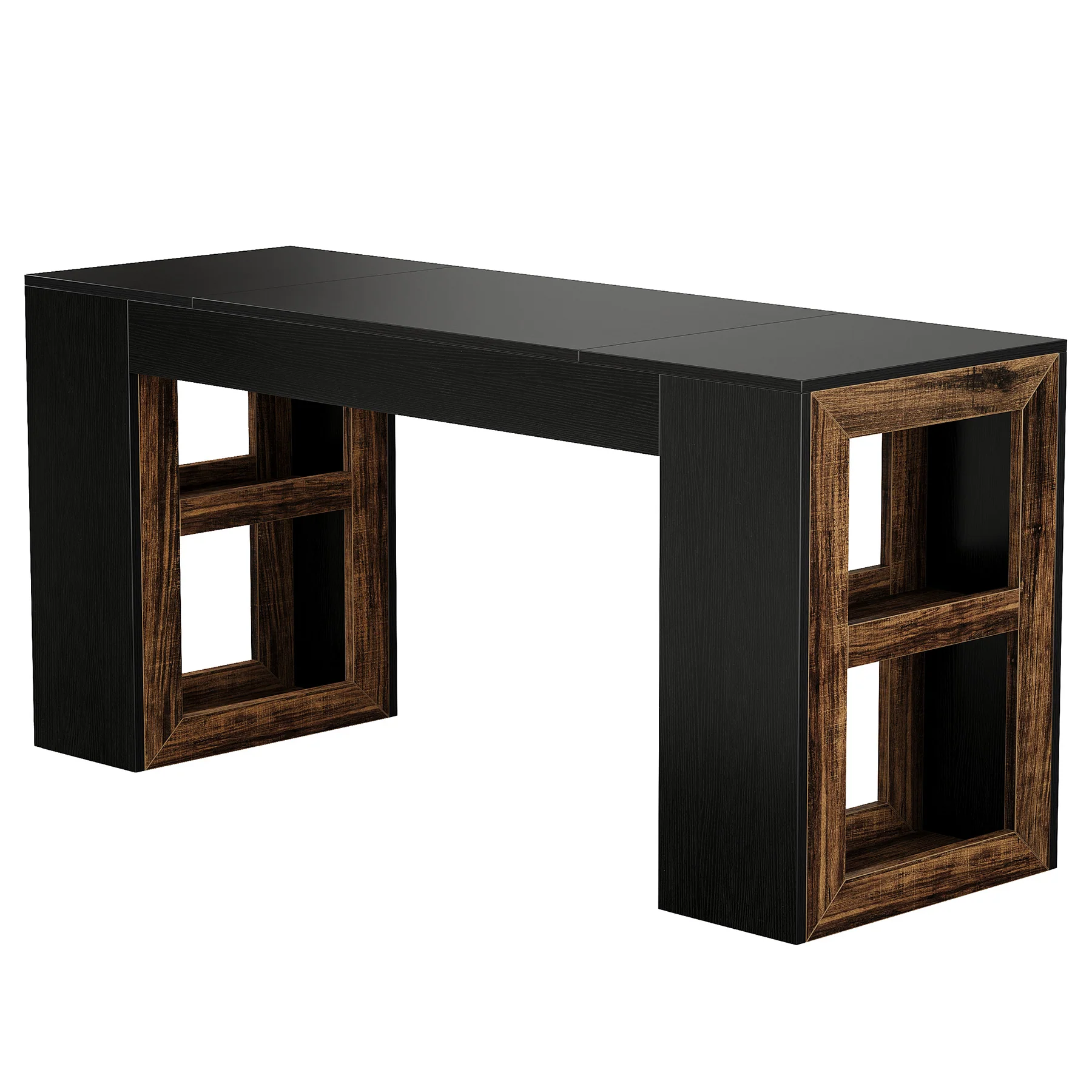63" Counter Height Bar Table with Storage Shelves, Industrial Pub Table for Kitchen, Dining Room & Home Bar - Image 9