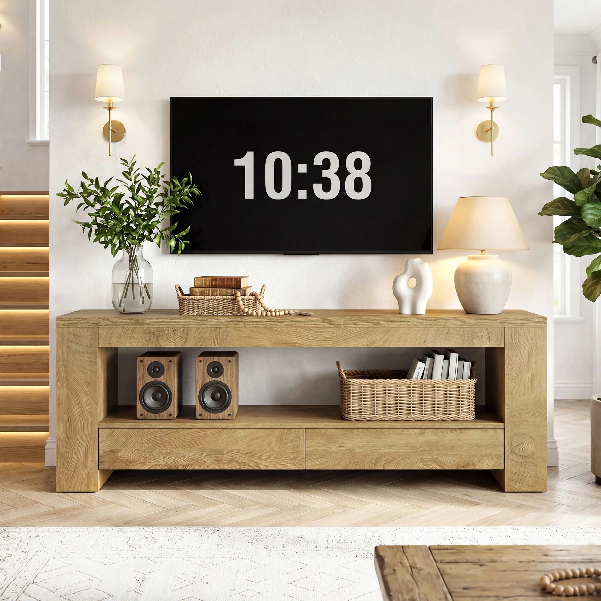 63" Entertainment Center for TVs up to 75",  Media Console with Storage Shelf for Living Room - Image 3