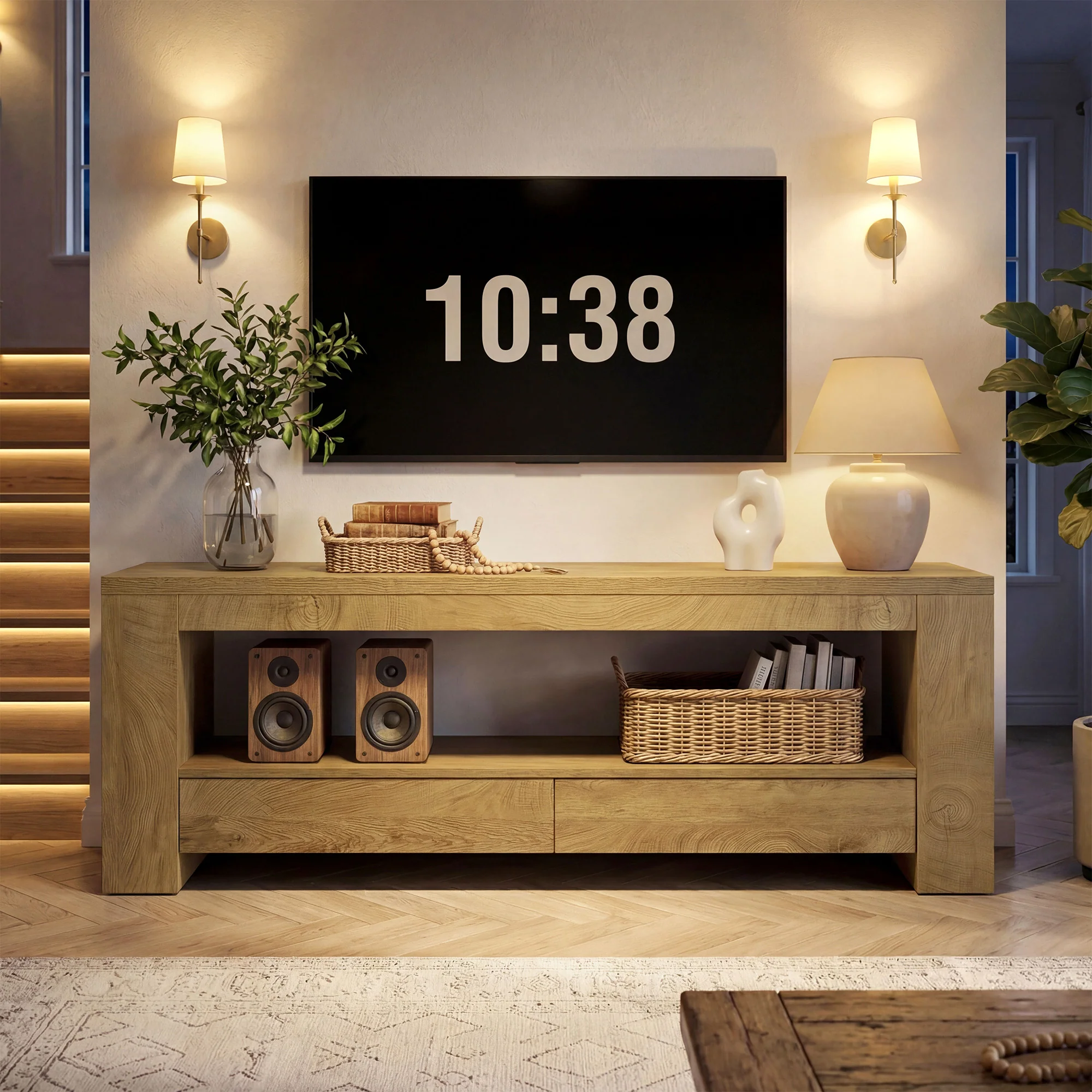 63" Entertainment Center for TVs up to 75",  Media Console with Storage Shelf for Living Room - Image 4