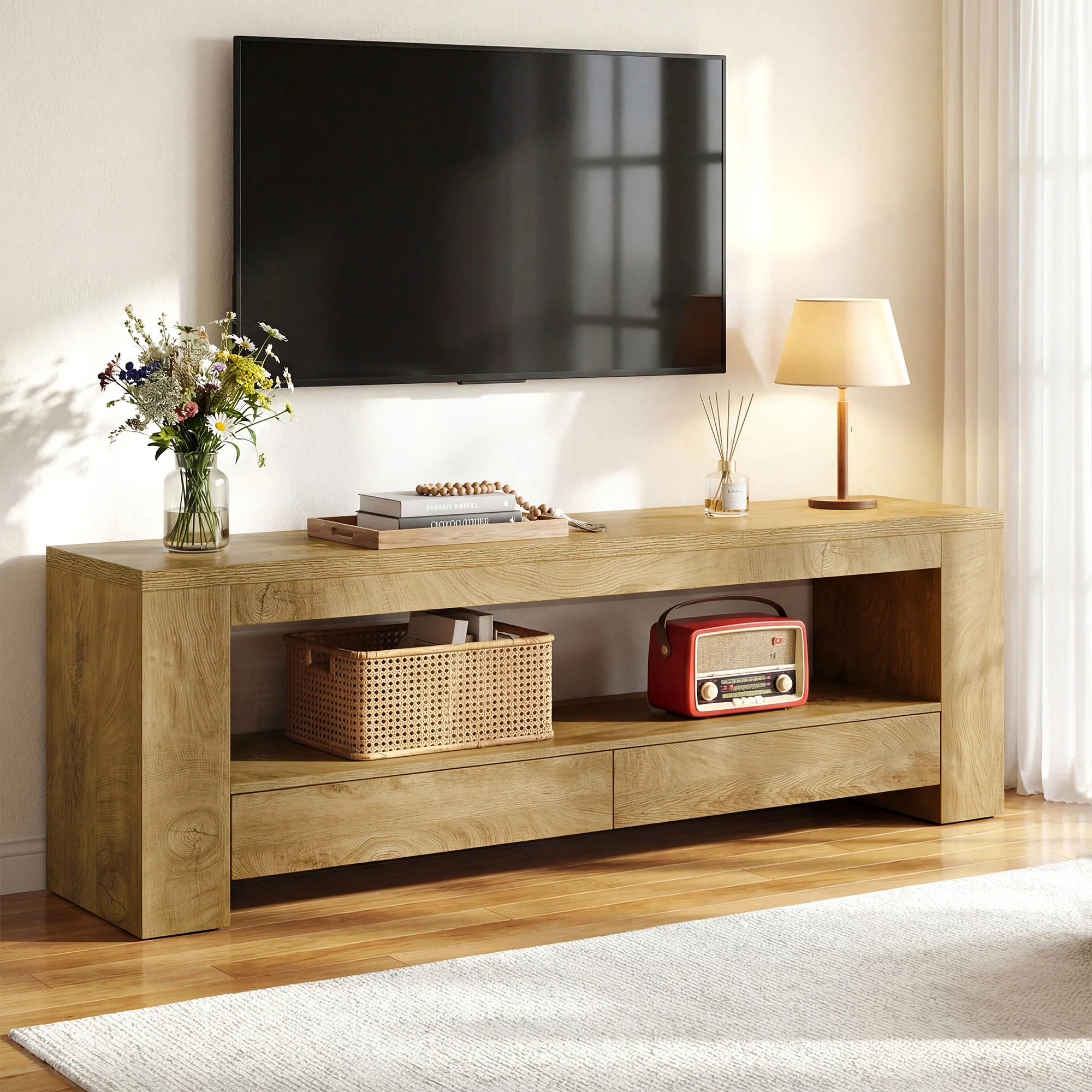 63" Entertainment Center for TVs up to 75",  Media Console with Storage Shelf for Living Room - Image 5