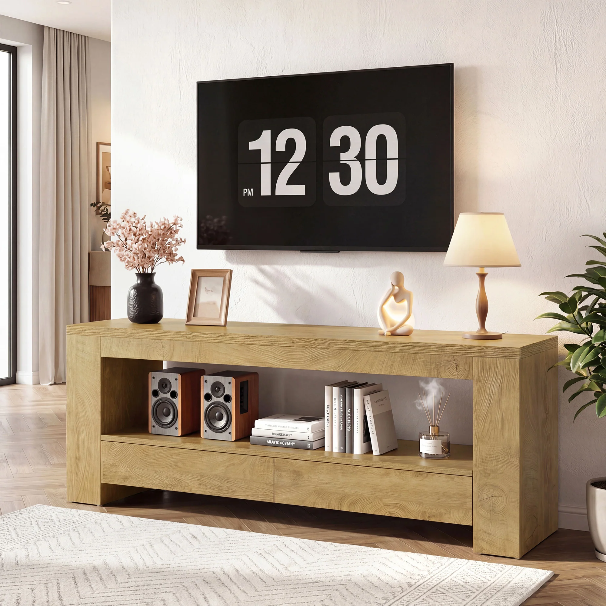 63" Entertainment Center for TVs up to 75",  Media Console with Storage Shelf for Living Room - Image 6