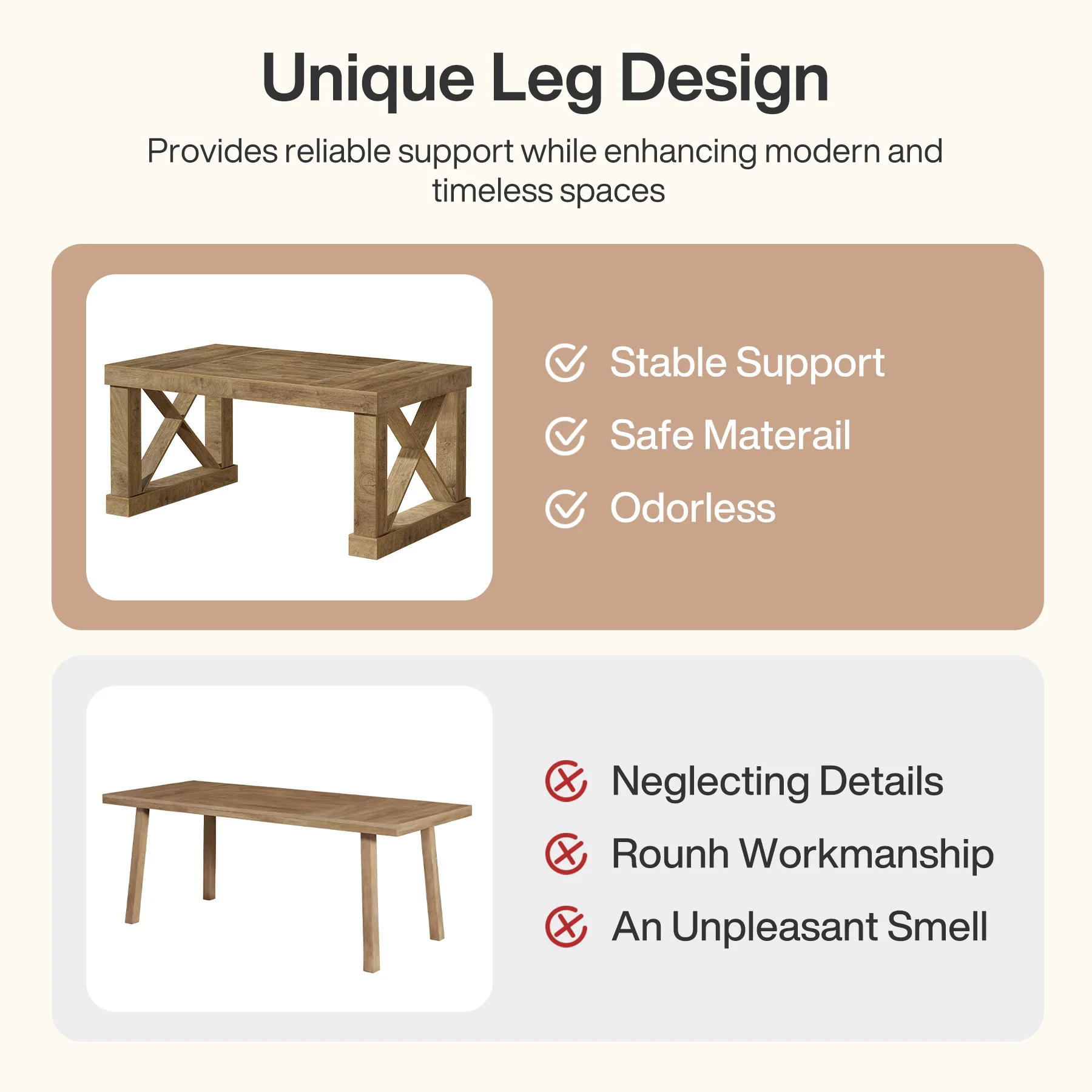 63" Executive Office Desk, Farmhouse Computer Desk with Heavy-Duty Frame for Home Office - Image 7