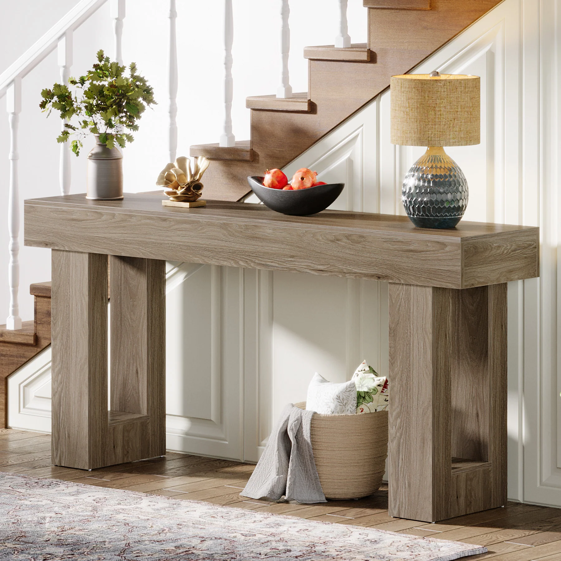 63" Farmhouse Console Table, Long Rectangular Sofa Table for Entryway - Image 10