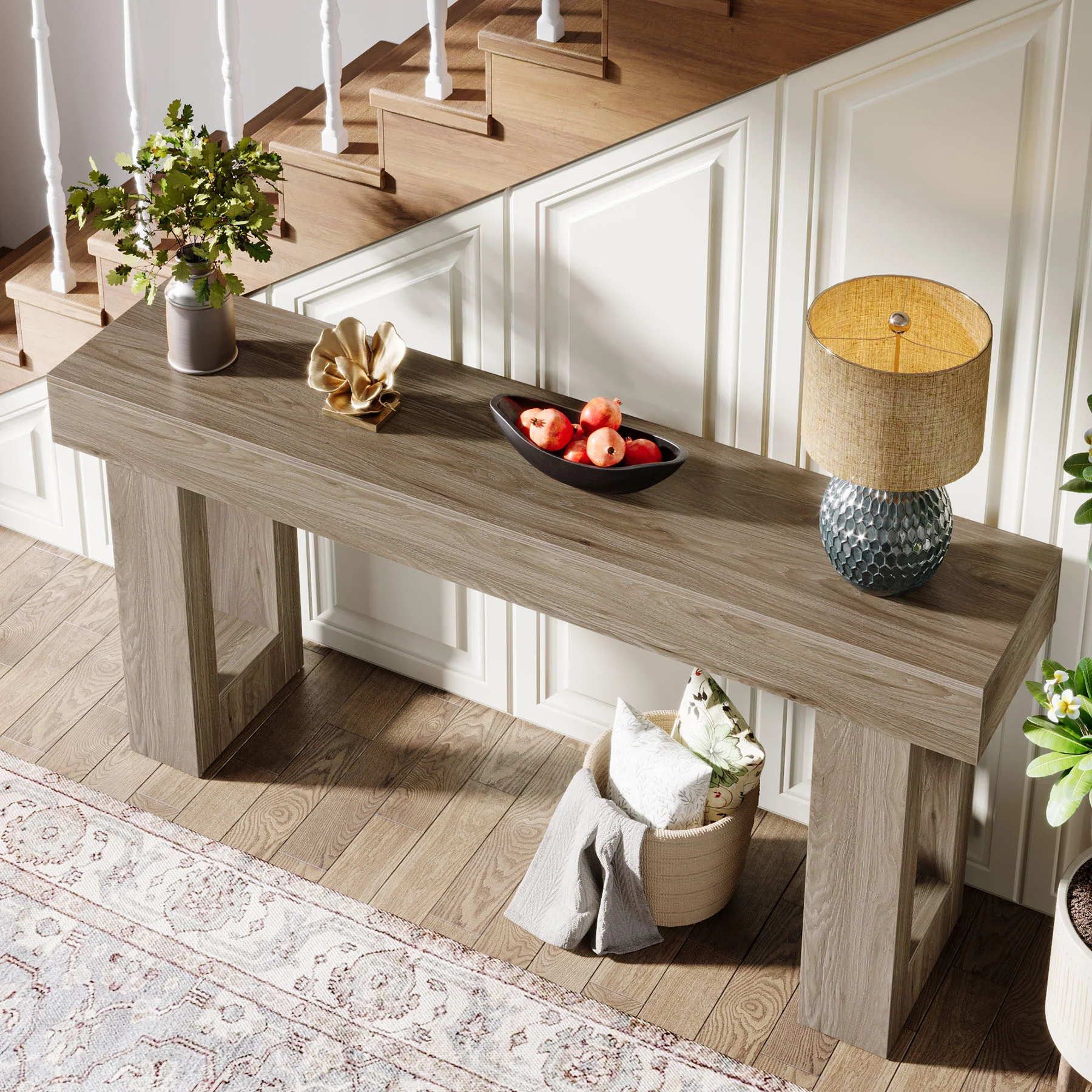 63" Farmhouse Console Table, Long Rectangular Sofa Table for Entryway - Image 11