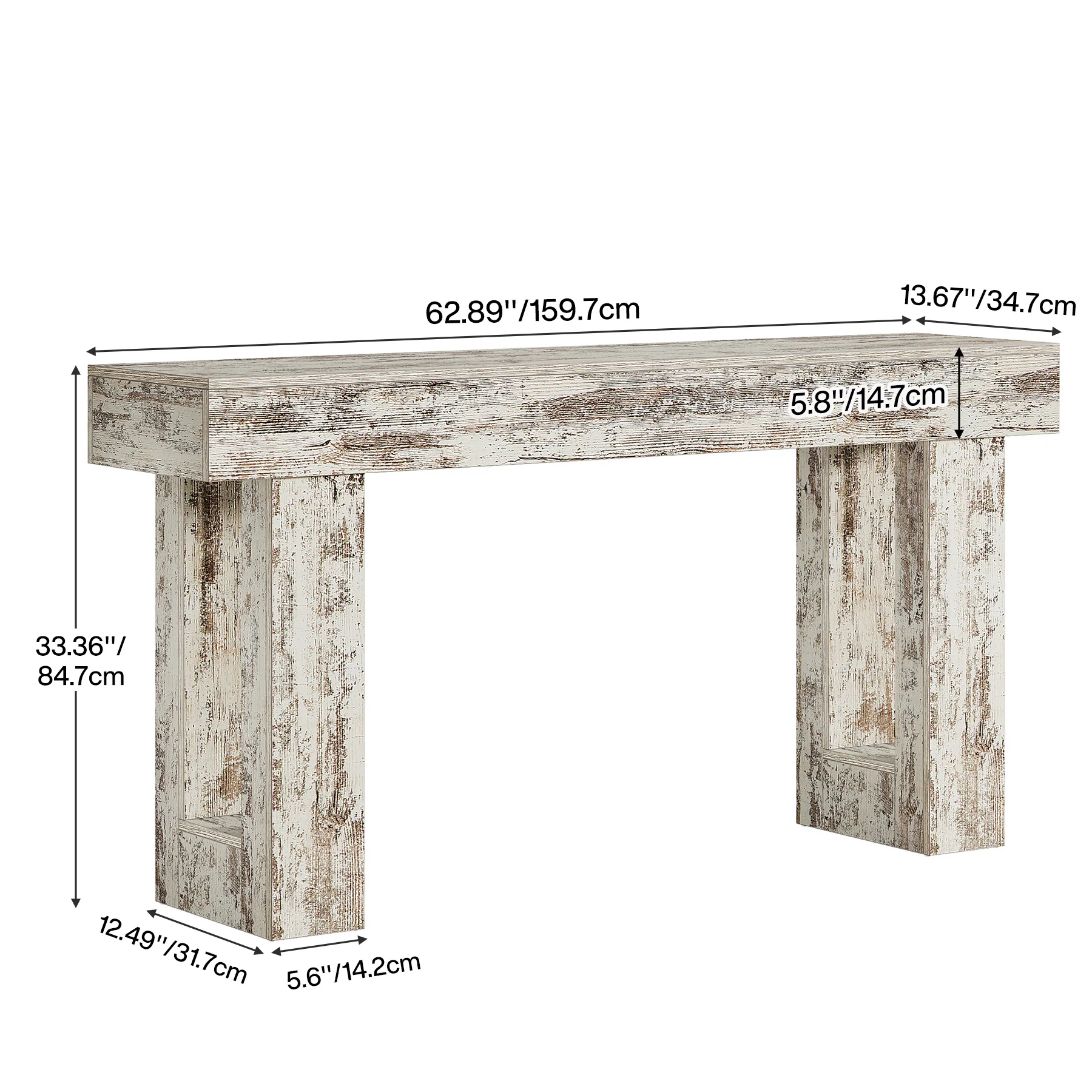 63" Farmhouse Console Table, Long Rectangular Sofa Table for Entryway - Image 15