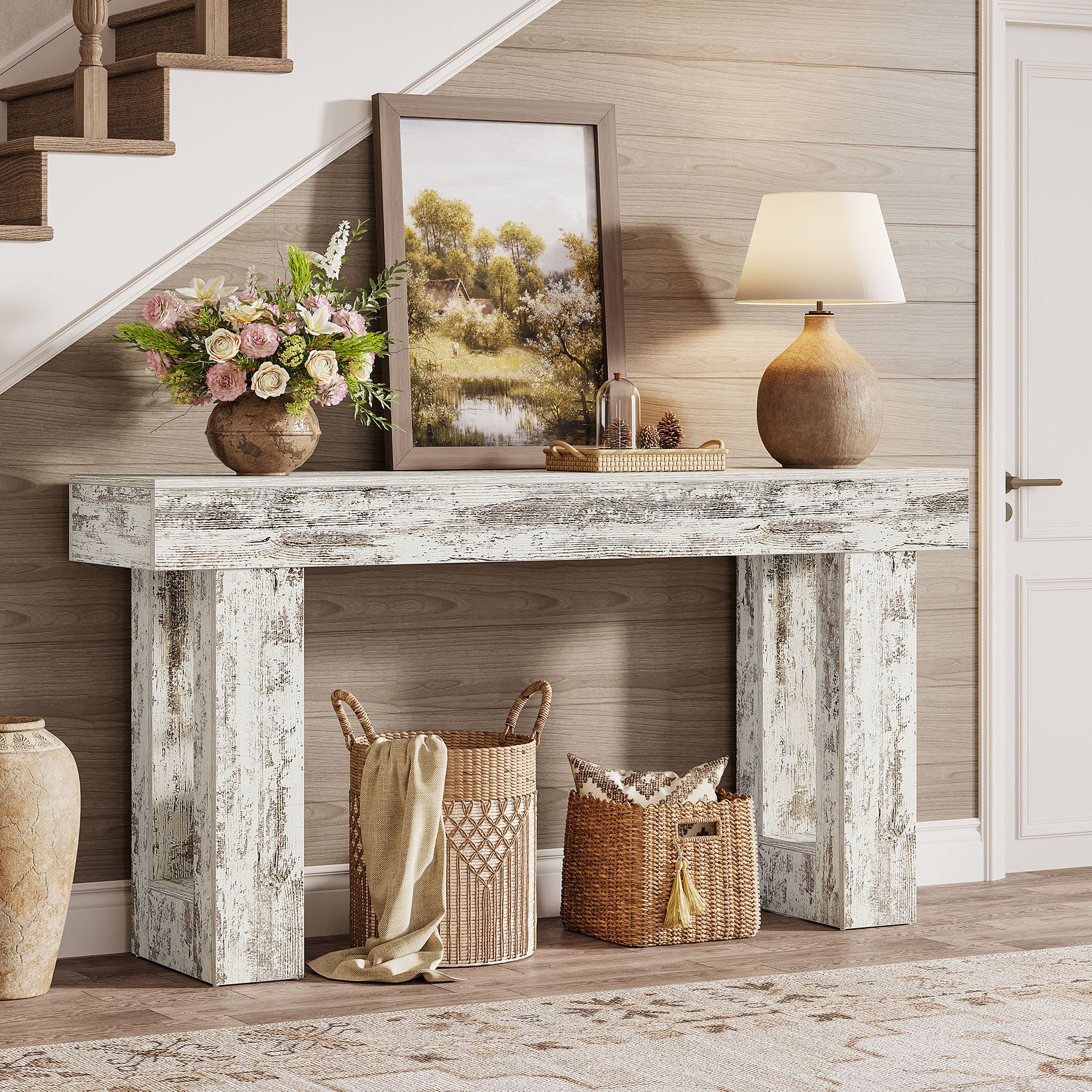 63" Farmhouse Console Table, Long Rectangular Sofa Table for Entryway - Image 18