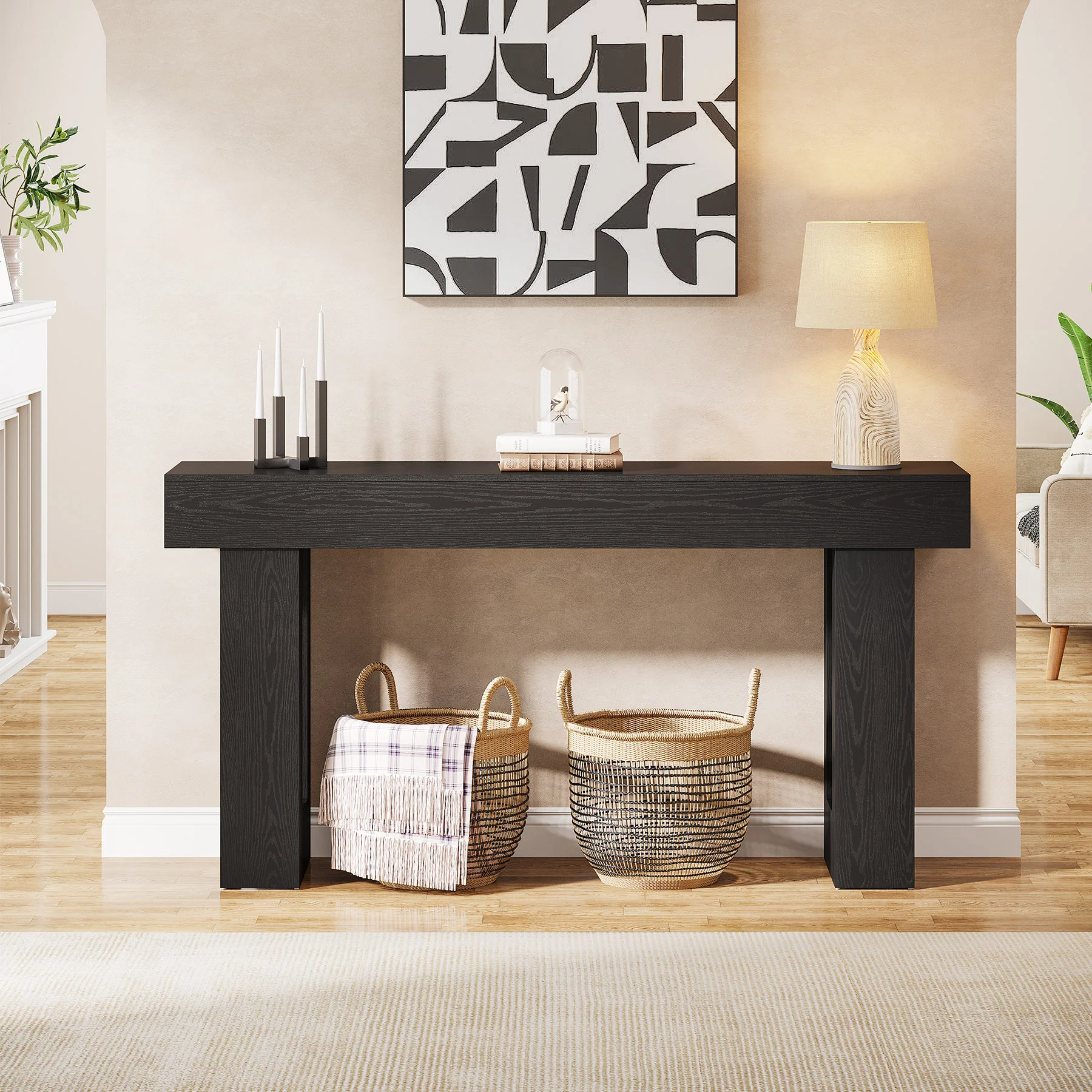 63" Farmhouse Console Table, Long Rectangular Sofa Table for Entryway - Image 5