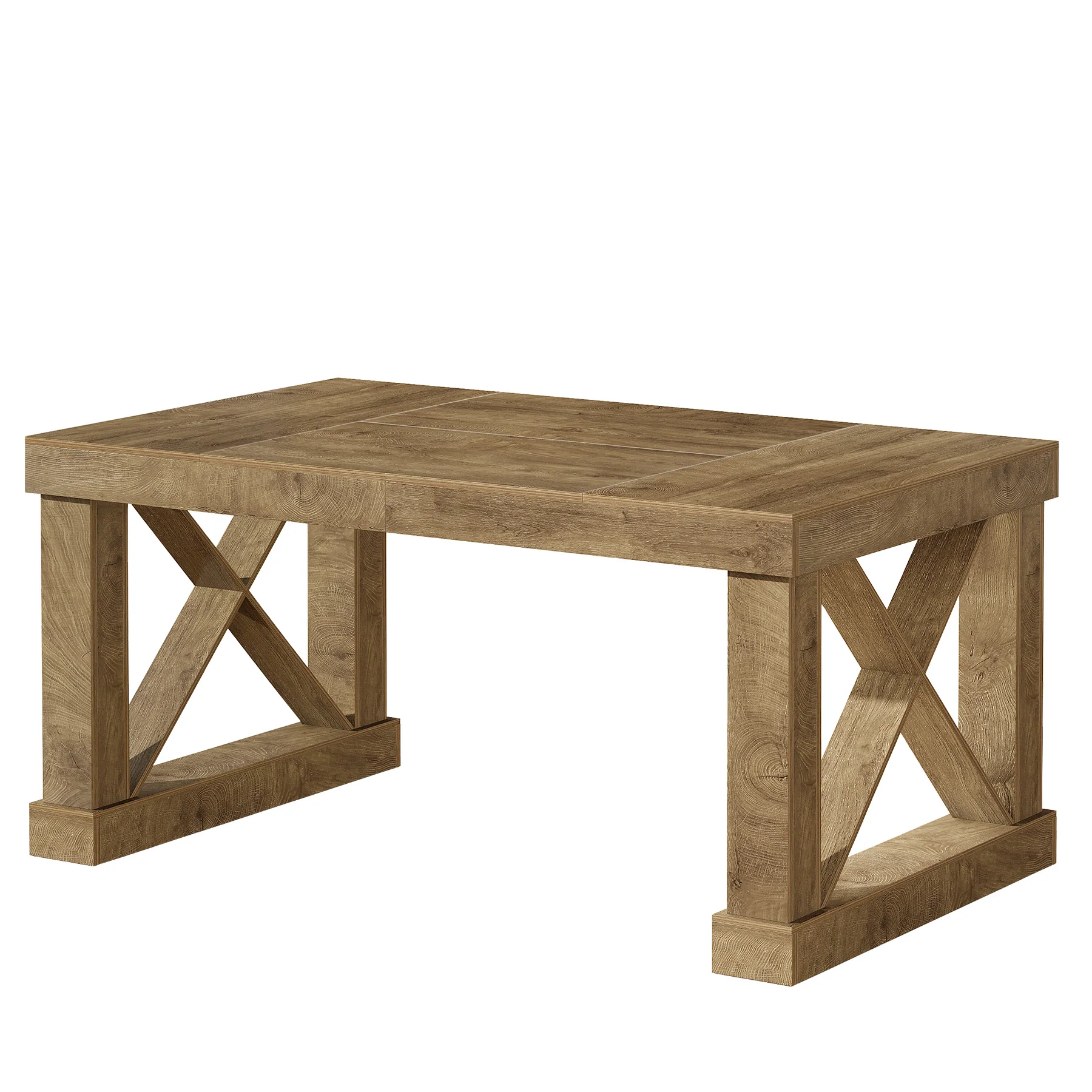 63" Farmhouse Dining Table for 4-6 People, Rectangular Wood Kitchen Table with Heavy-Duty X Legs - Image 8