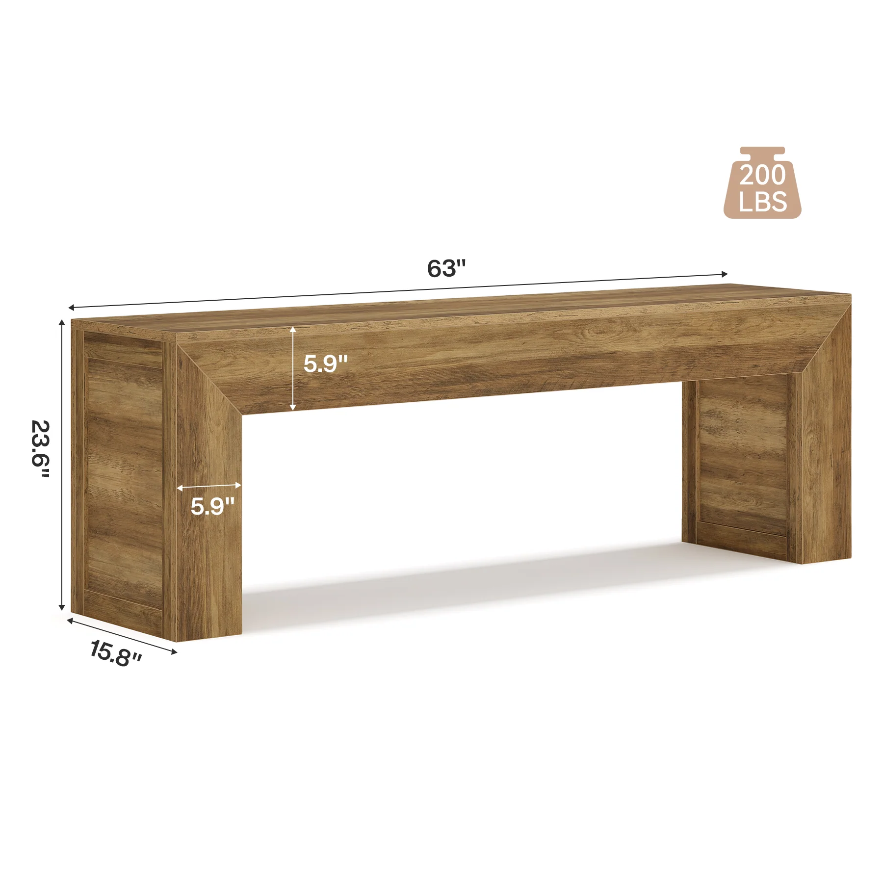 63" Farmhouse Entryway Bench, Wooden Shoe Storage Bench for Hallway, End of Bed, or Dining Seating - Image 2