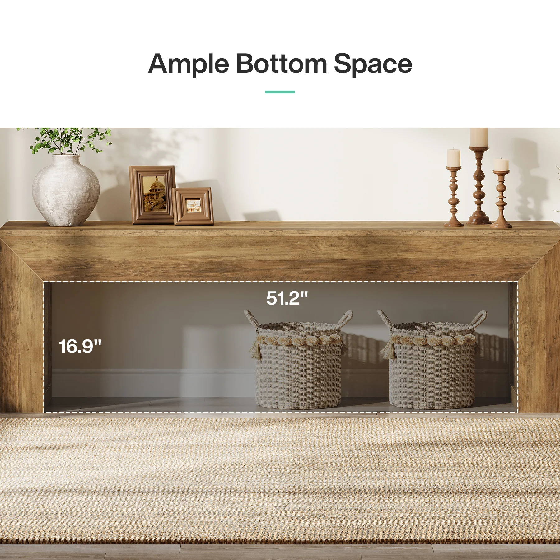 63" Farmhouse Entryway Bench, Wooden Shoe Storage Bench for Hallway, End of Bed, or Dining Seating - Image 8