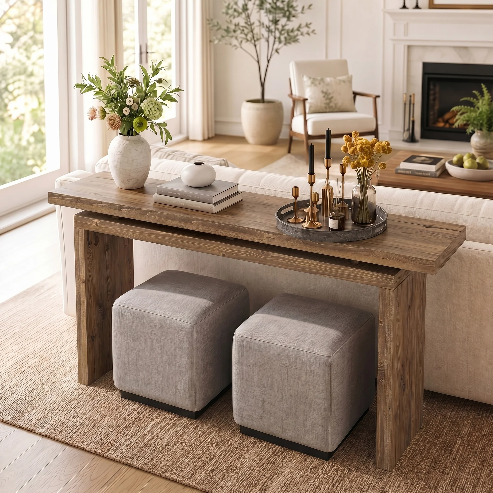 63“ Solid Wood Console Table, Farmhouse Narrow Long Sofa Table Behind the Couch for Living Room - Image 5