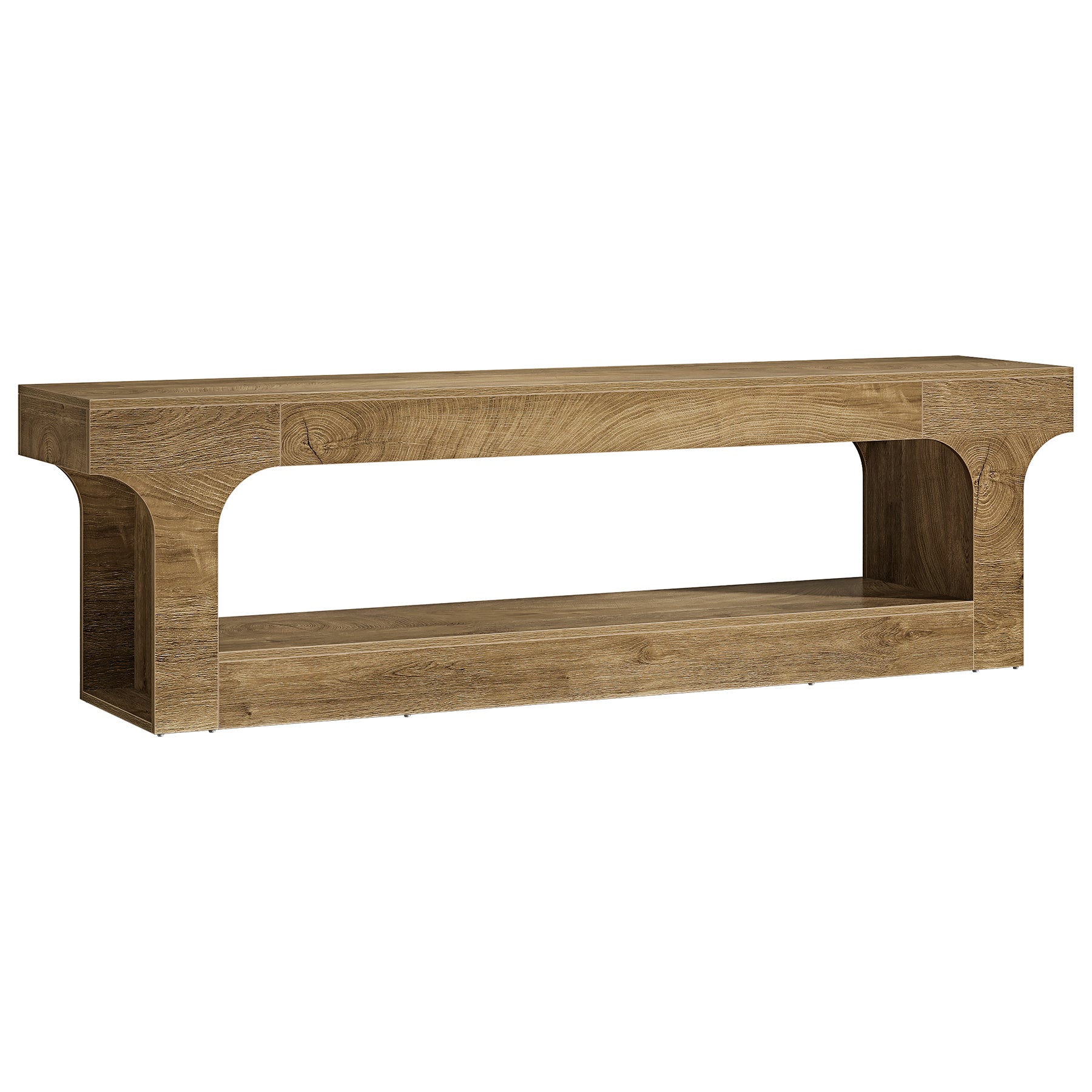 63” Farmhouse TV Stand for 55–75 Inch TVs, Entertainment Center with 2-Tier Open Storage Shelves - Image 10