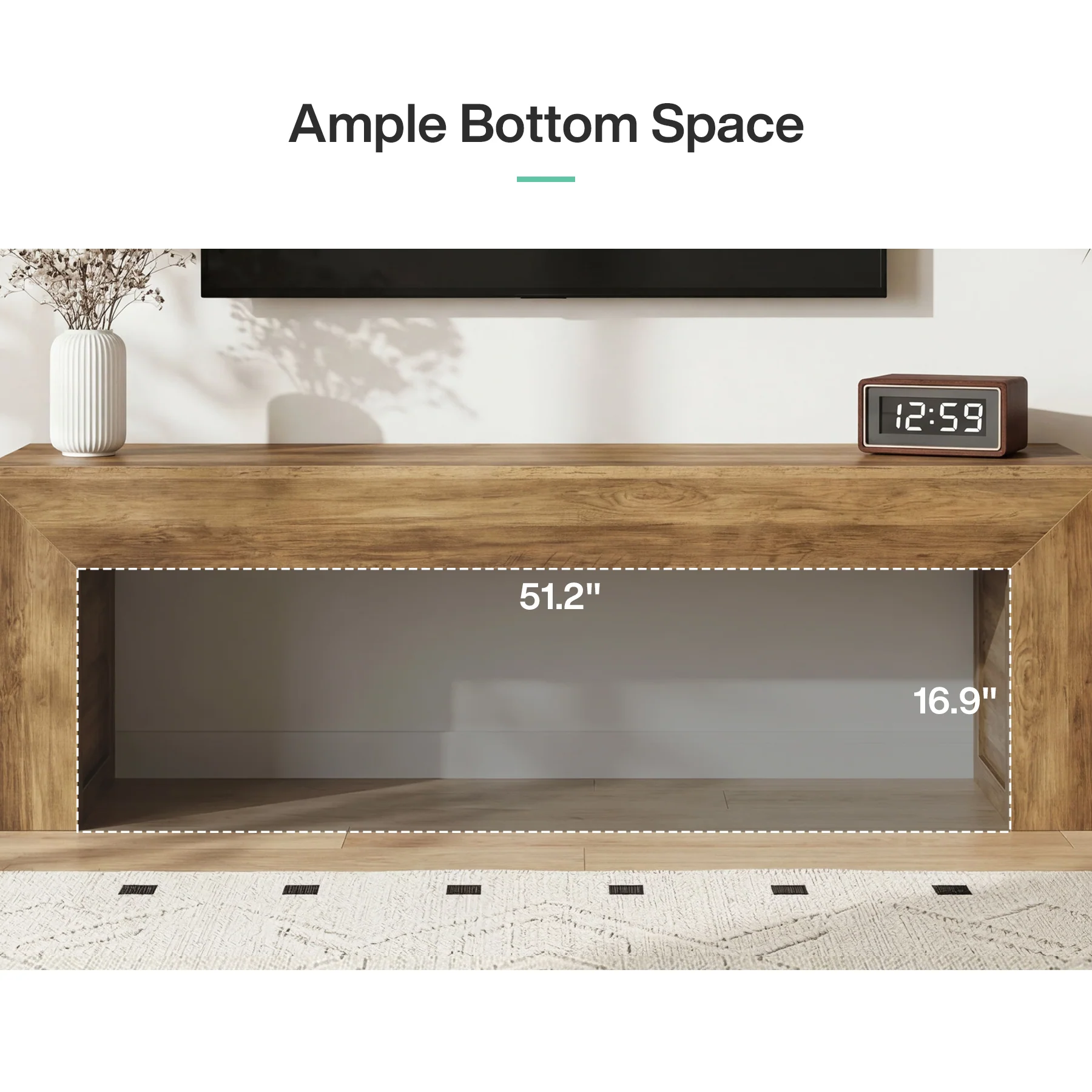 63" Farmhouse TV Stand for 55–75 Inch TVs – Wooden Media Console Entertainment Center - Image 7