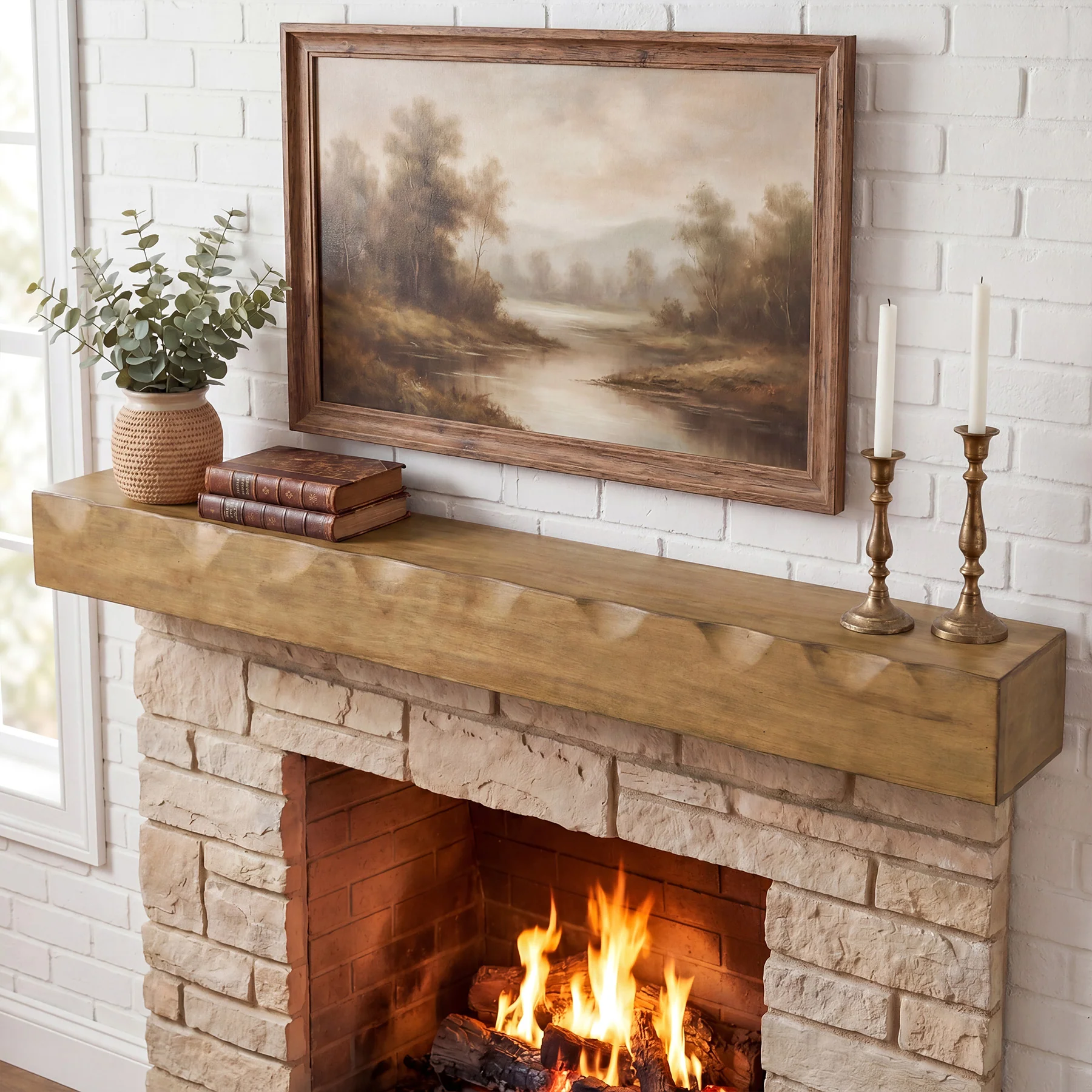63" Fireplace Mantel Shelf, Solid Wood Wall Floating Mantel Shelf for Over Fireplace - Image 3