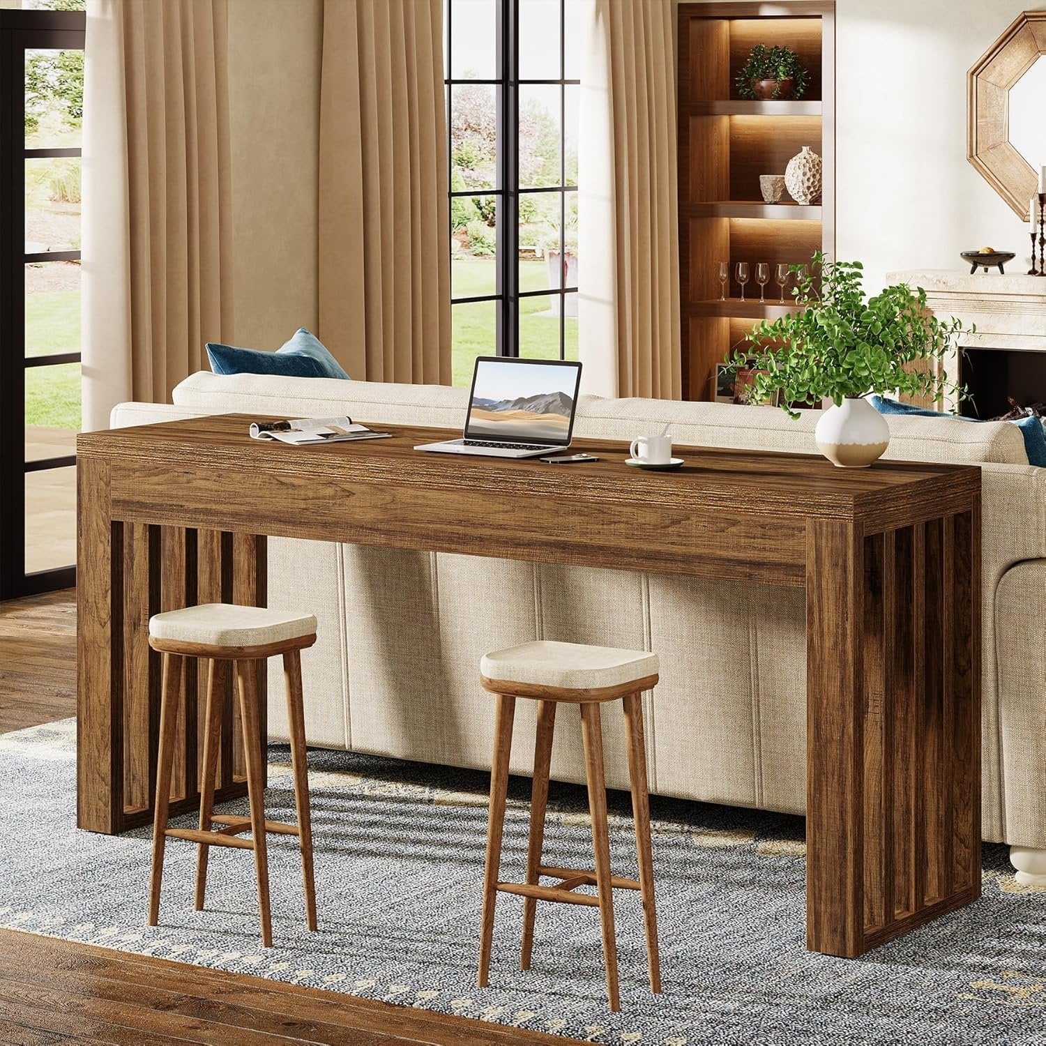 63" Bar Table, Farmhouse Counter Height Pub Dining Table for Bistro - Image 4