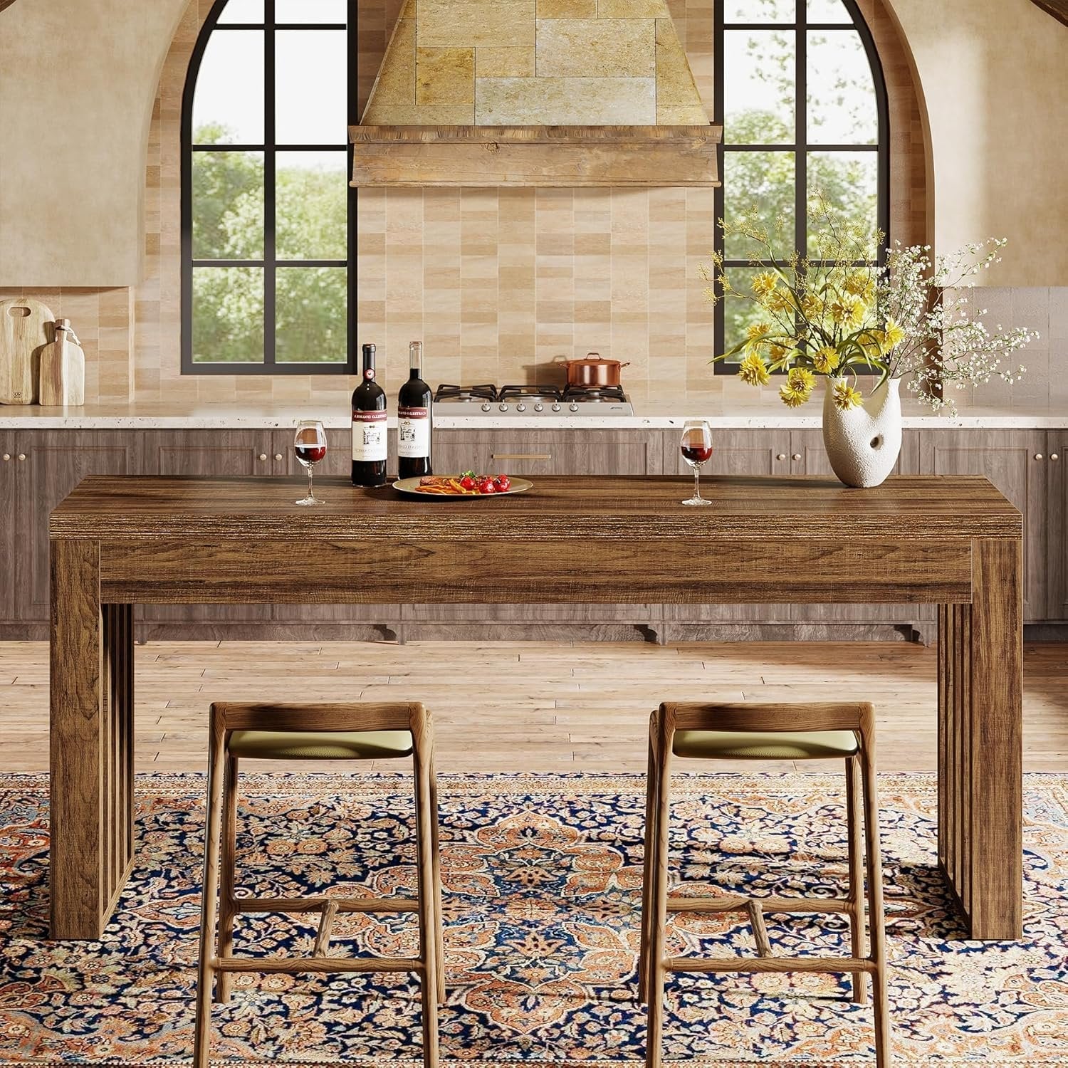 63" Bar Table, Farmhouse Counter Height Pub Dining Table for Bistro - Image 5