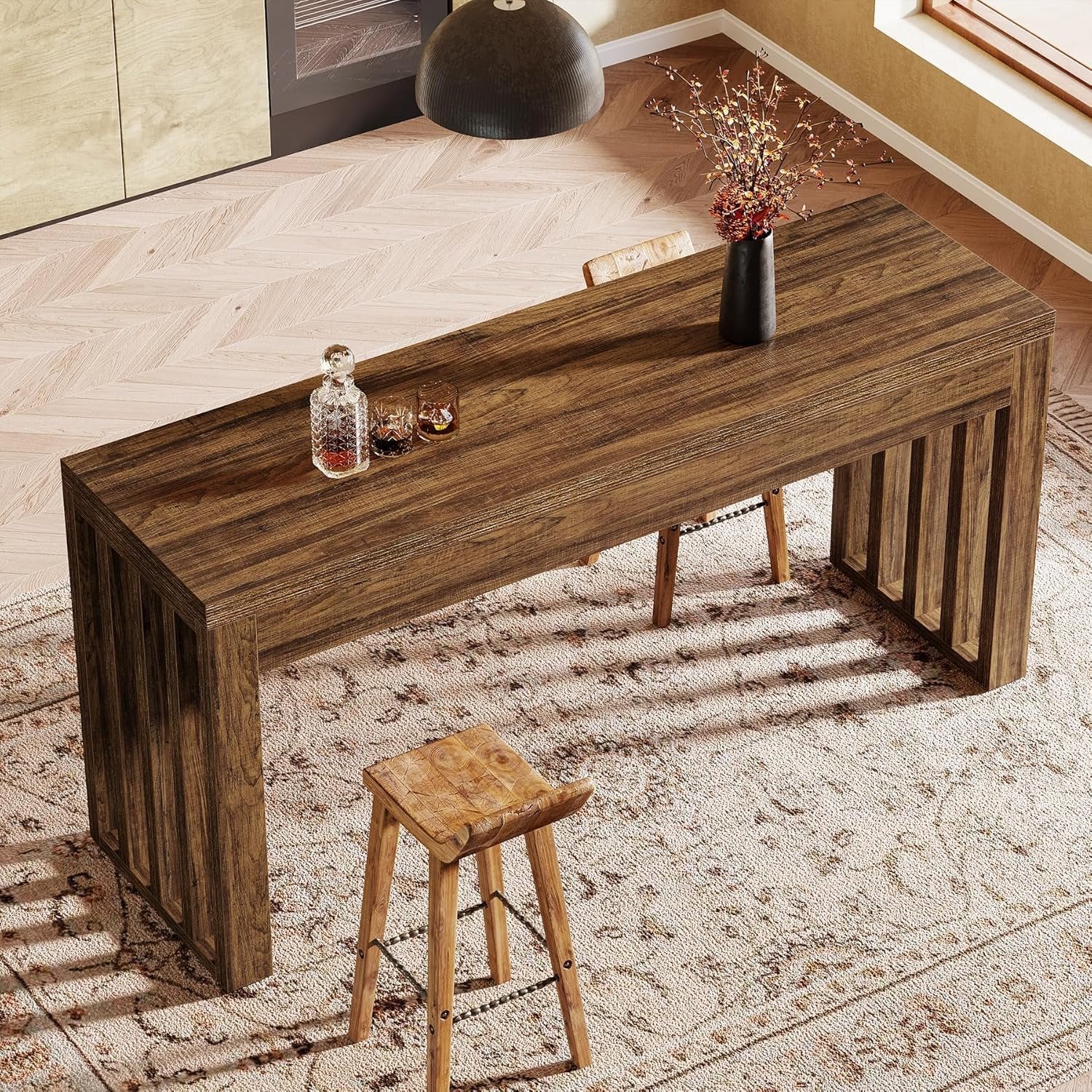 63" Bar Table, Farmhouse Counter Height Pub Dining Table for Bistro - Image 6
