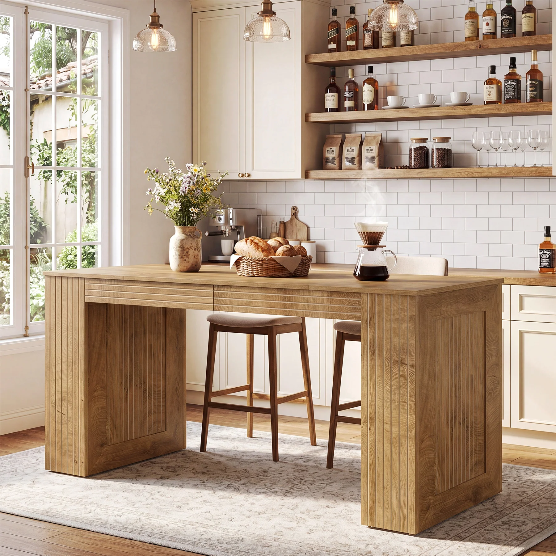 Tribesigns 62.99-Inch Counter Height Pub Table with Strong Frame, Farmhouse Bar Table for Kitchen(Only Table) - Image 10