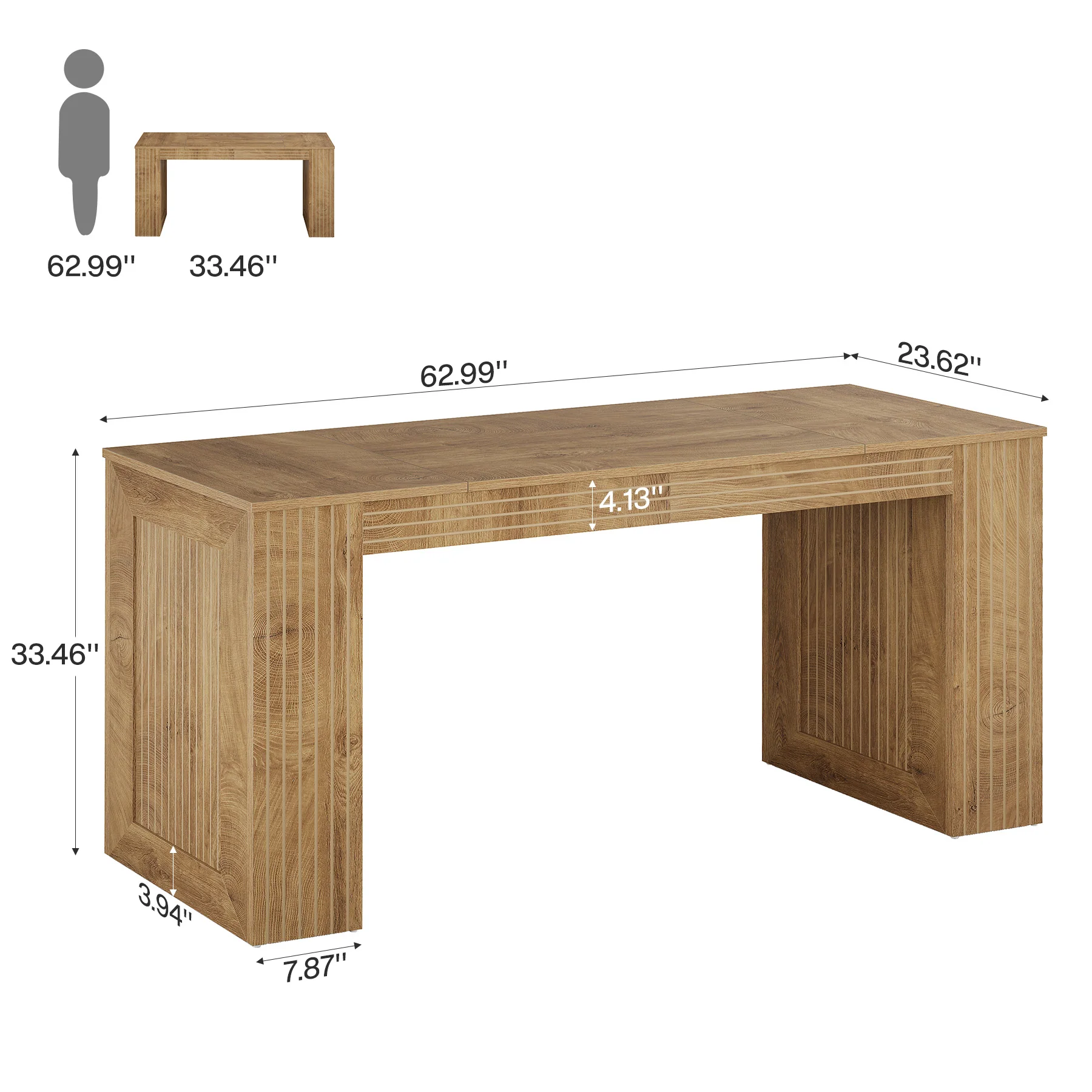 Tribesigns 62.99-Inch Counter Height Pub Table with Strong Frame, Farmhouse Bar Table for Kitchen(Only Table) - Image 2