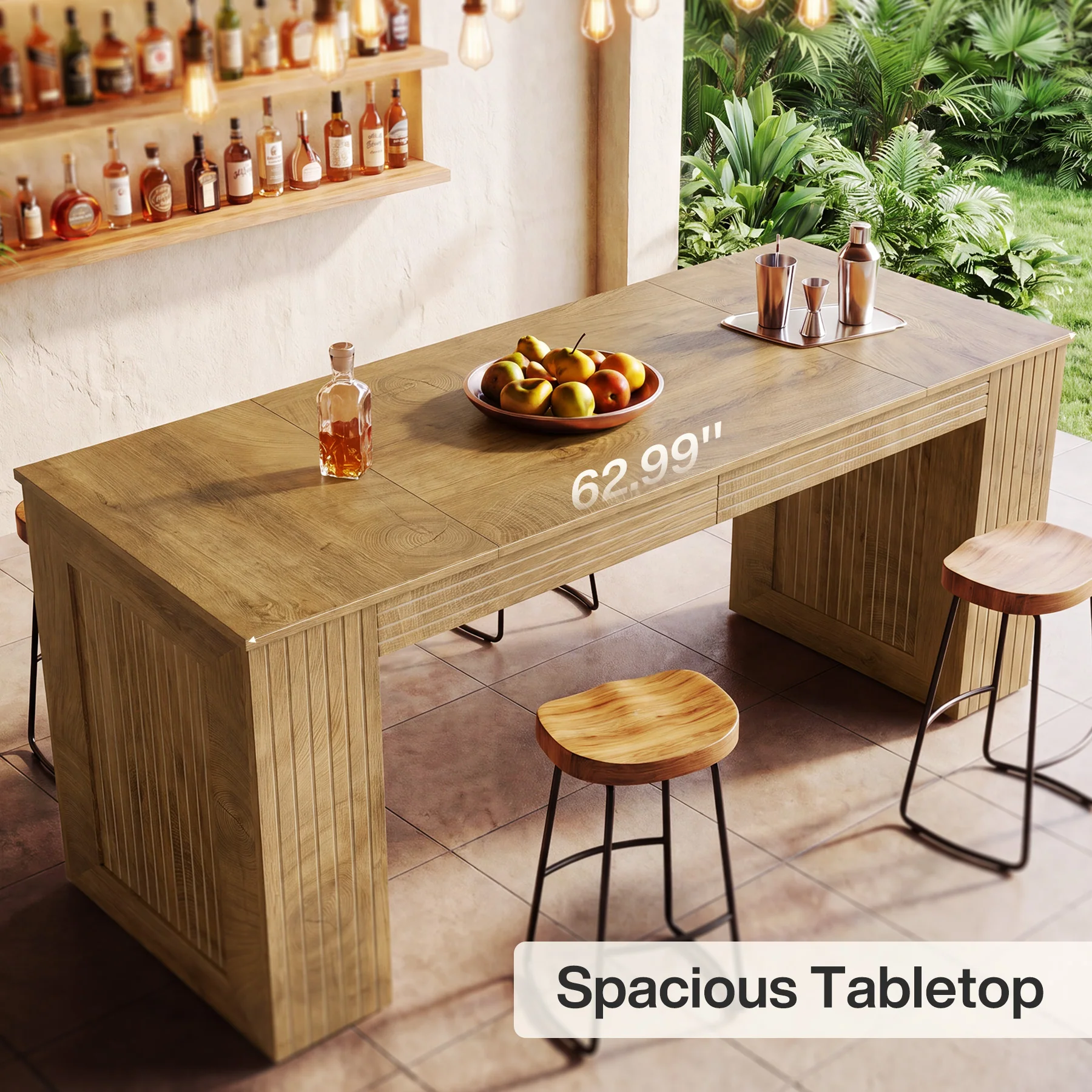 Tribesigns 62.99-Inch Counter Height Pub Table with Strong Frame, Farmhouse Bar Table for Kitchen(Only Table) - Image 3