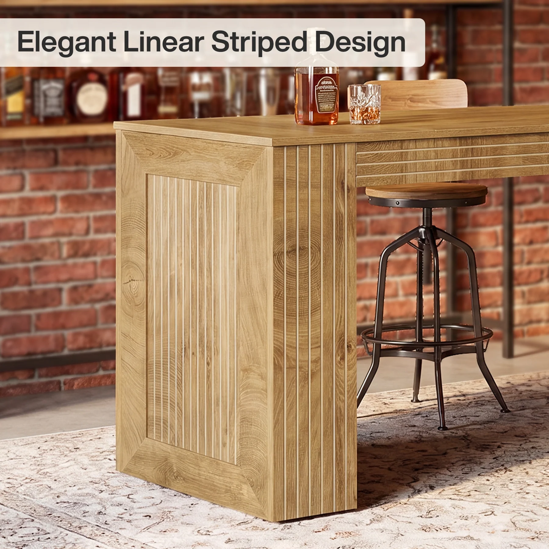 Tribesigns 62.99-Inch Counter Height Pub Table with Strong Frame, Farmhouse Bar Table for Kitchen(Only Table) - Image 4