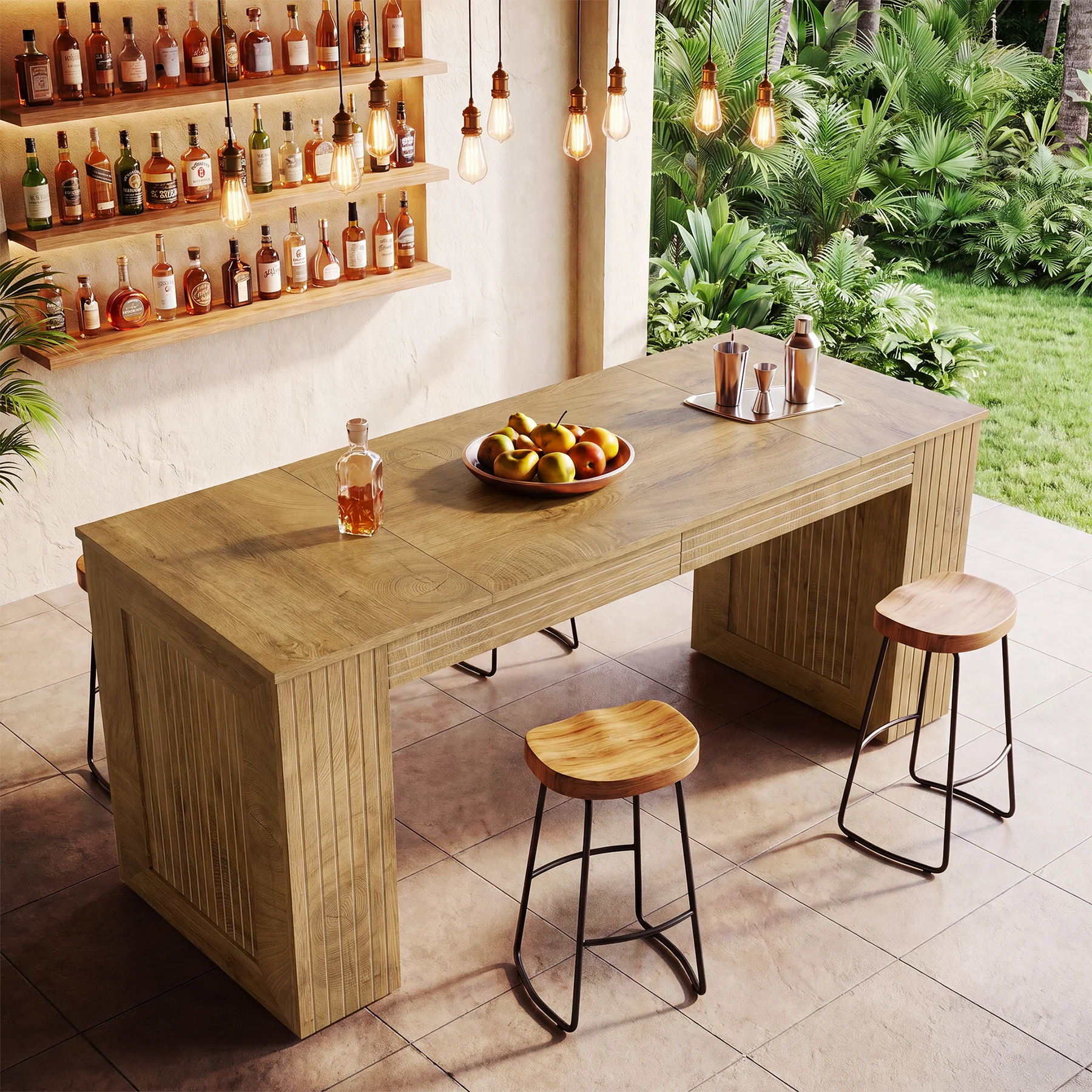 Tribesigns 62.99-Inch Counter Height Pub Table with Strong Frame, Farmhouse Bar Table for Kitchen(Only Table) - Image 9