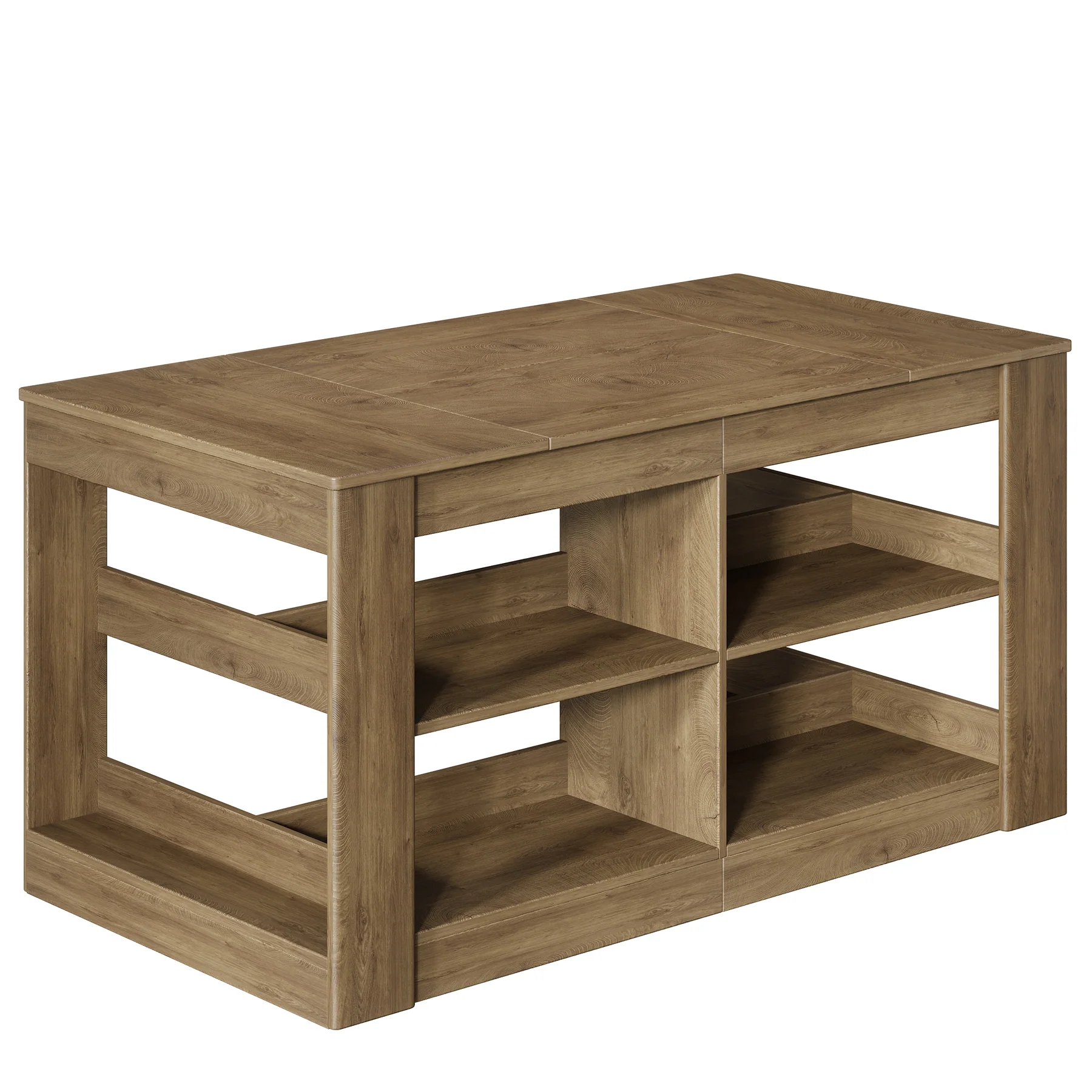 63" Rectangular Bar Table, Counter Height Pub Table with Storage Shelves for Home Bar - Image 10