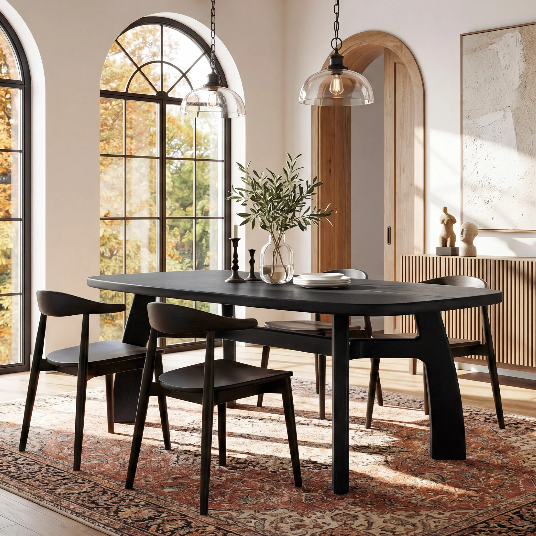 63-Inch Dining Table for 6-8, Solid Wood Kitchen Table with H-Frame for Dining Room - Image 6