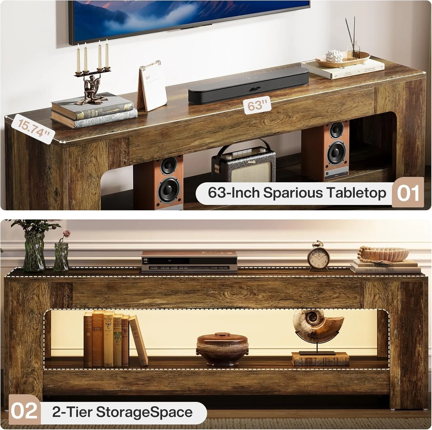 63" TV Stand, Entertainment Center Television Console for up to 75-Inch TVs - Image 5