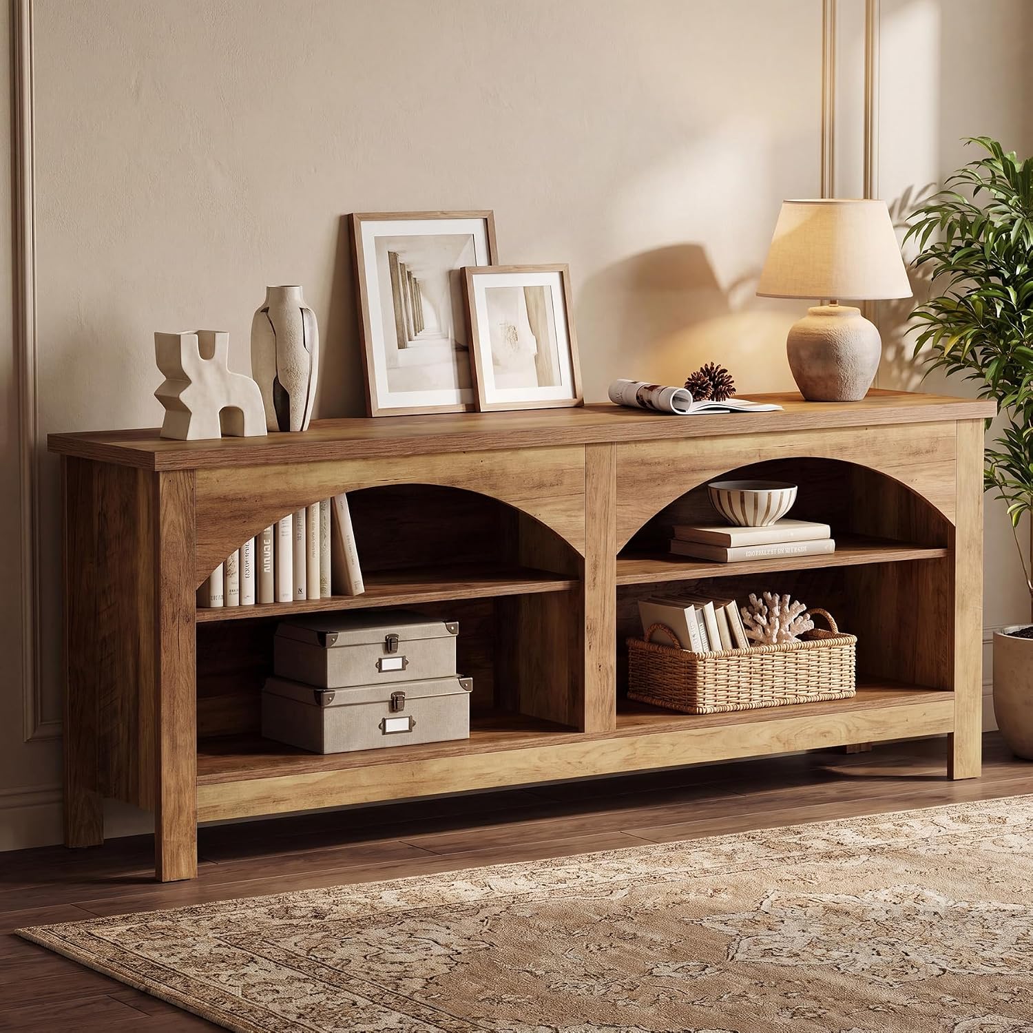 63" Farmhouse Console Table, Entryway Hallway Table with Storage - Image 6