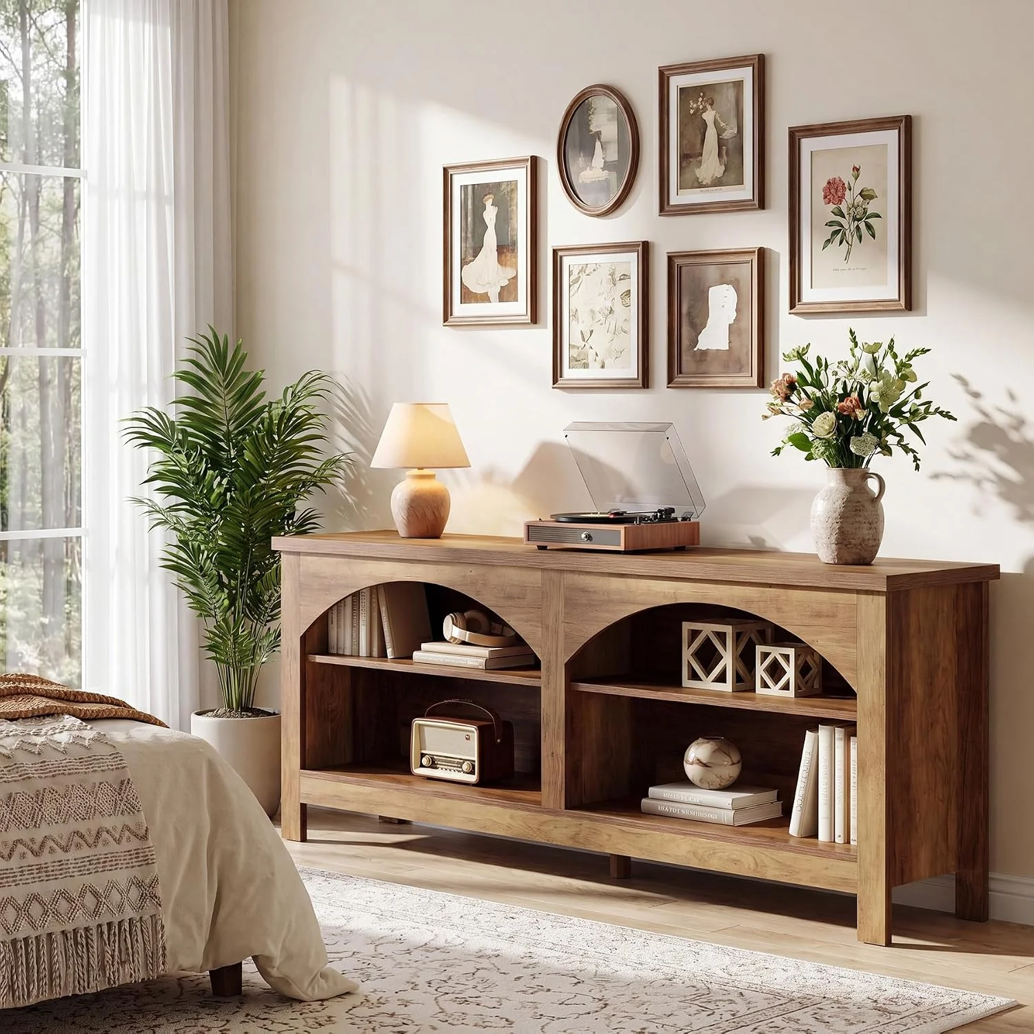 63" Farmhouse Console Table, Entryway Hallway Table with Storage - Image 7