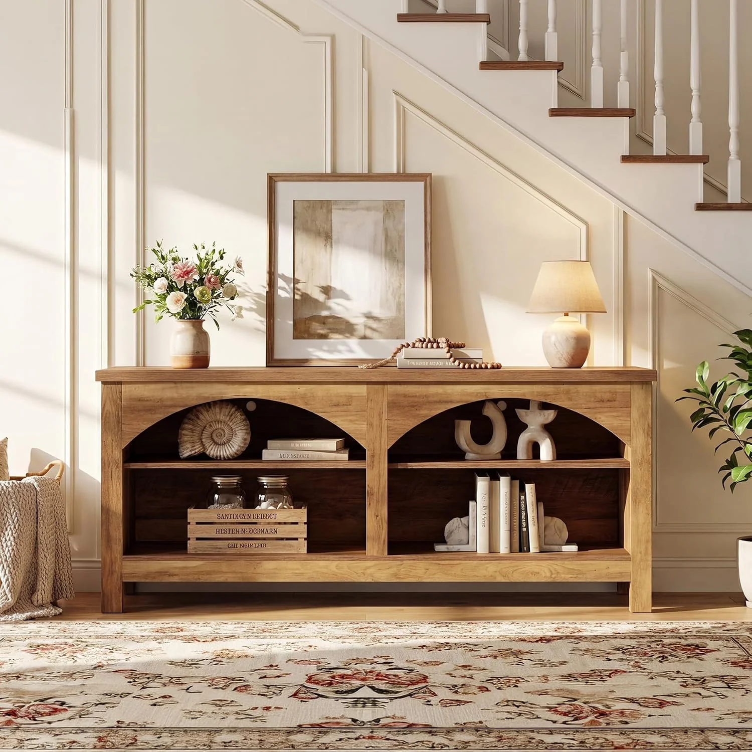 63" Farmhouse Console Table, Entryway Hallway Table with Storage - Image 8