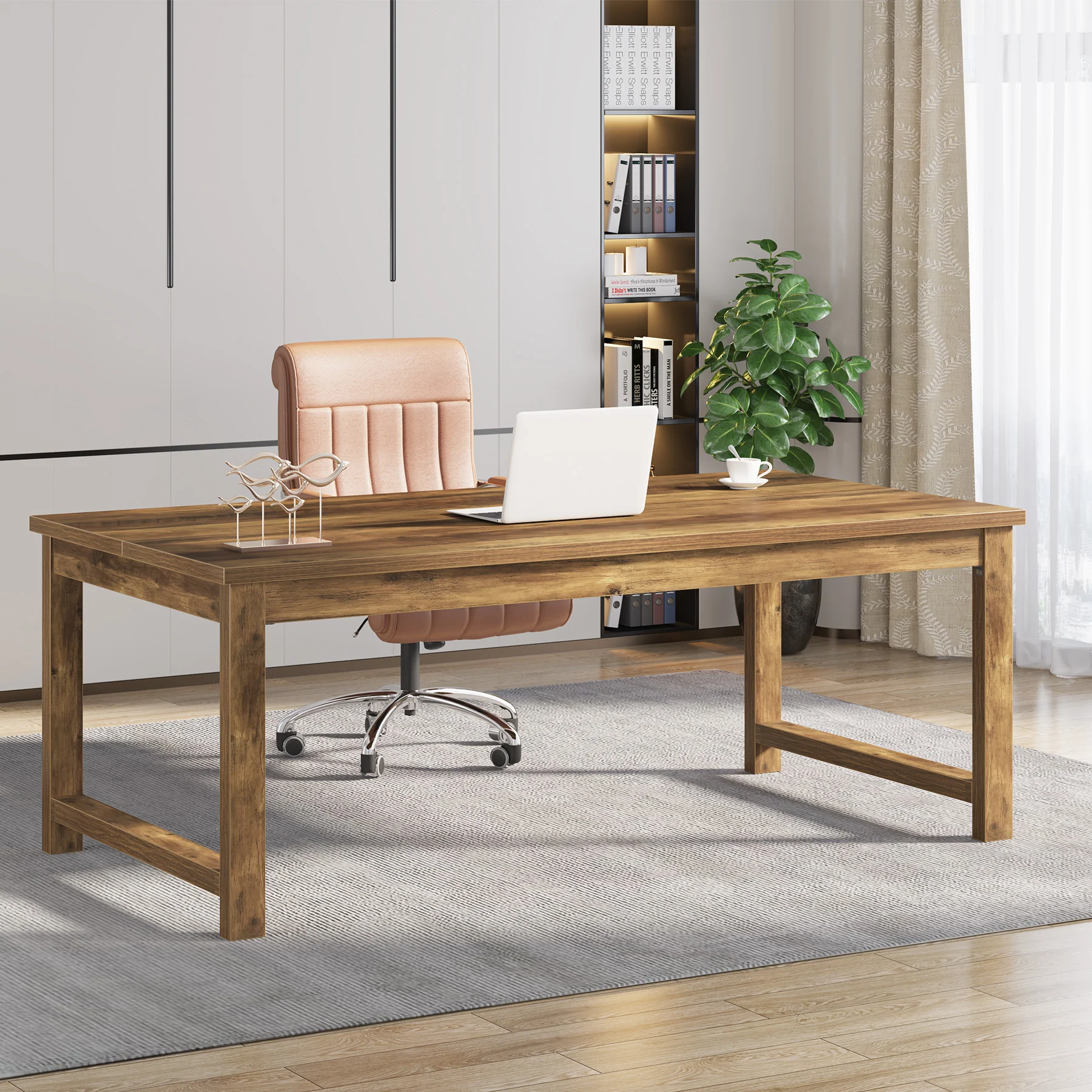 63" Executive Desk, Sturdy Home Office Computer Desk Writing Table