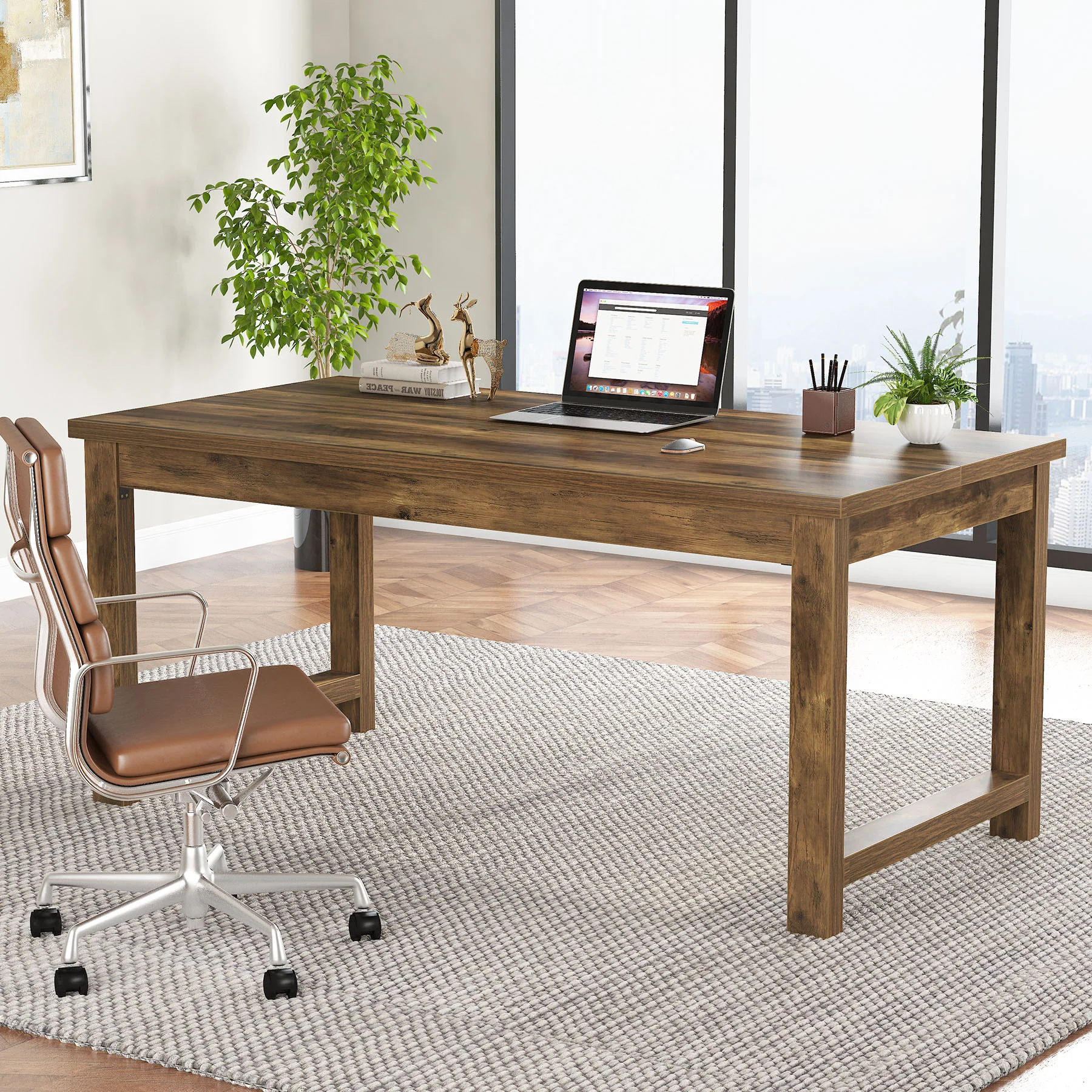 63" Executive Desk, Sturdy Home Office Computer Desk Writing Table - Image 3