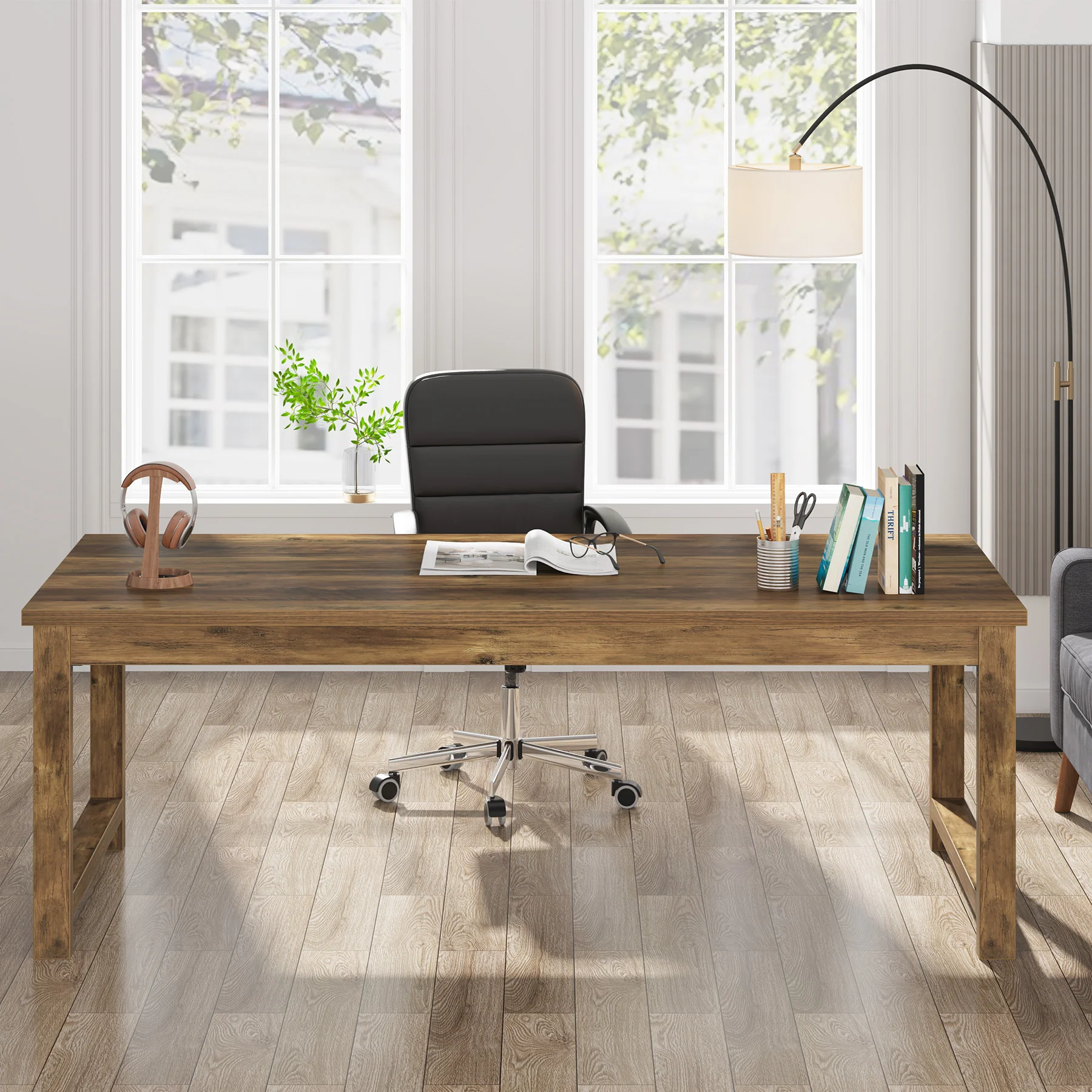 63" Executive Desk, Sturdy Home Office Computer Desk Writing Table - Image 5
