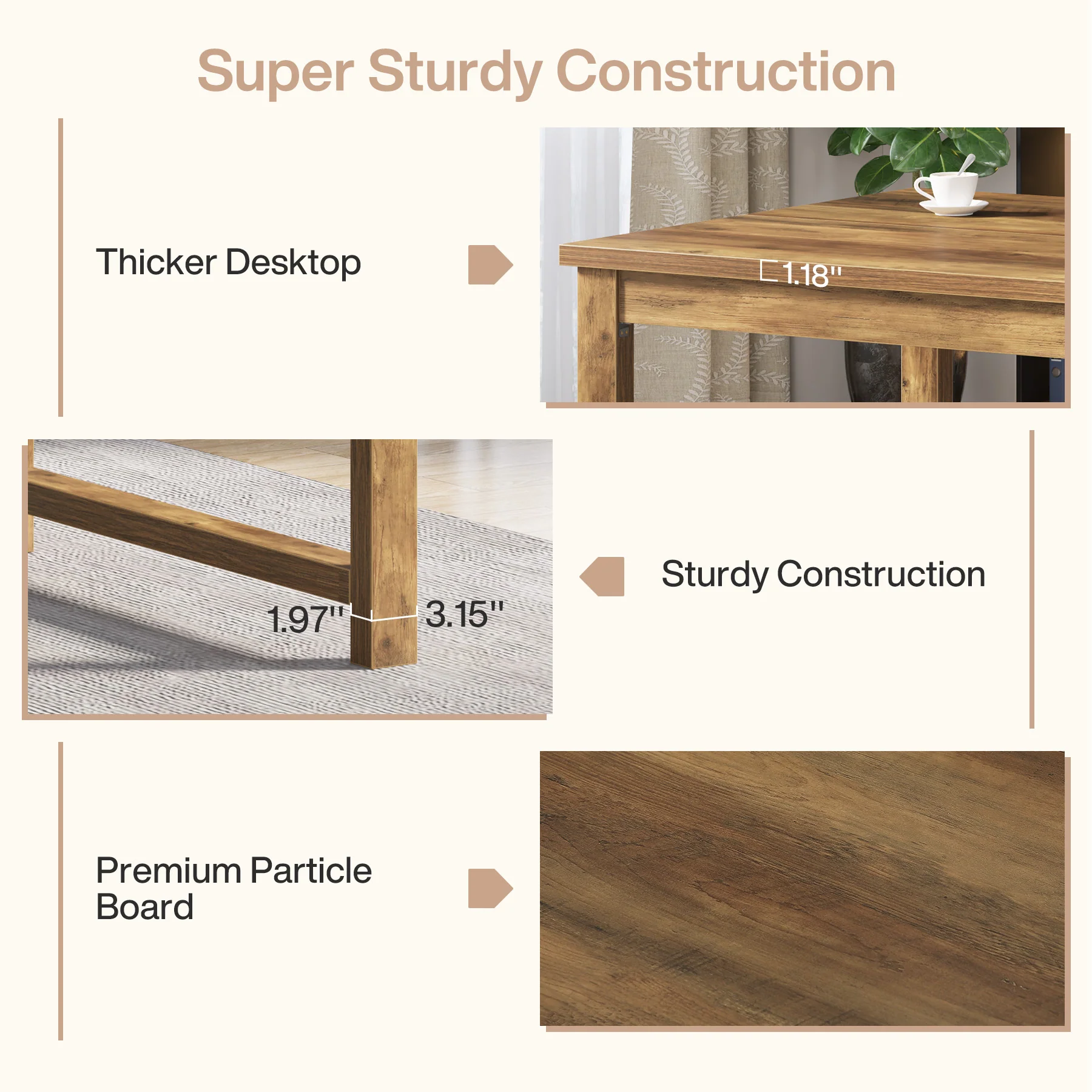 63" Executive Desk, Sturdy Home Office Computer Desk Writing Table - Image 8
