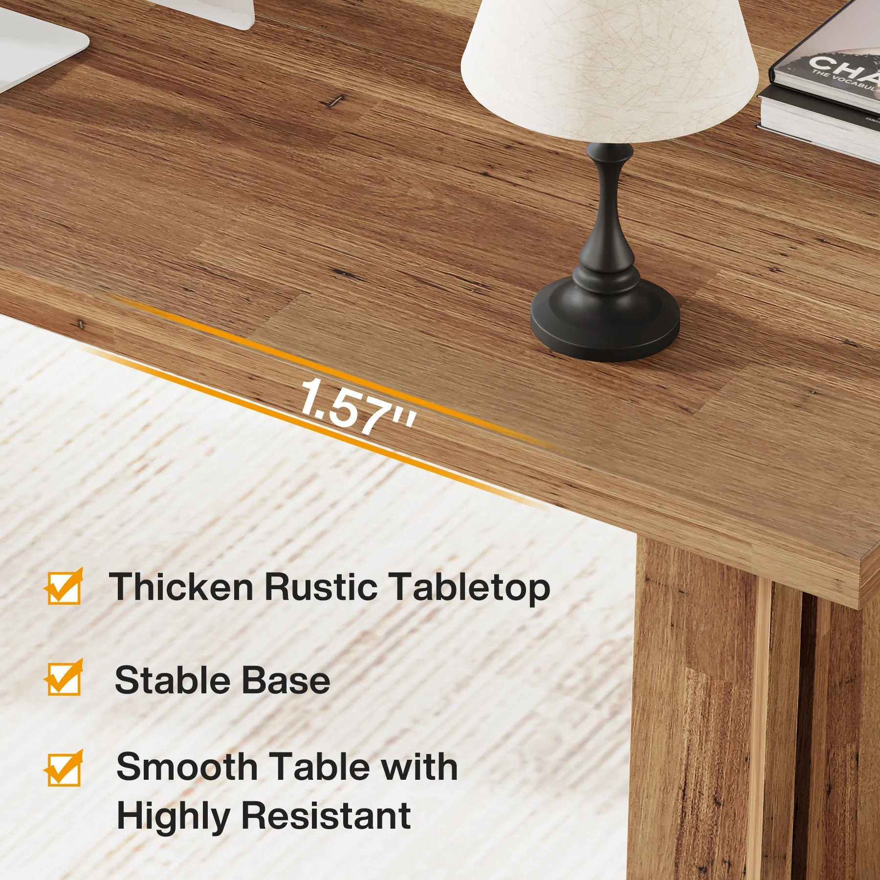 63" Executive Desk with Large Tabletop, Farmhouse Computer Desk for Home Office - Image 6