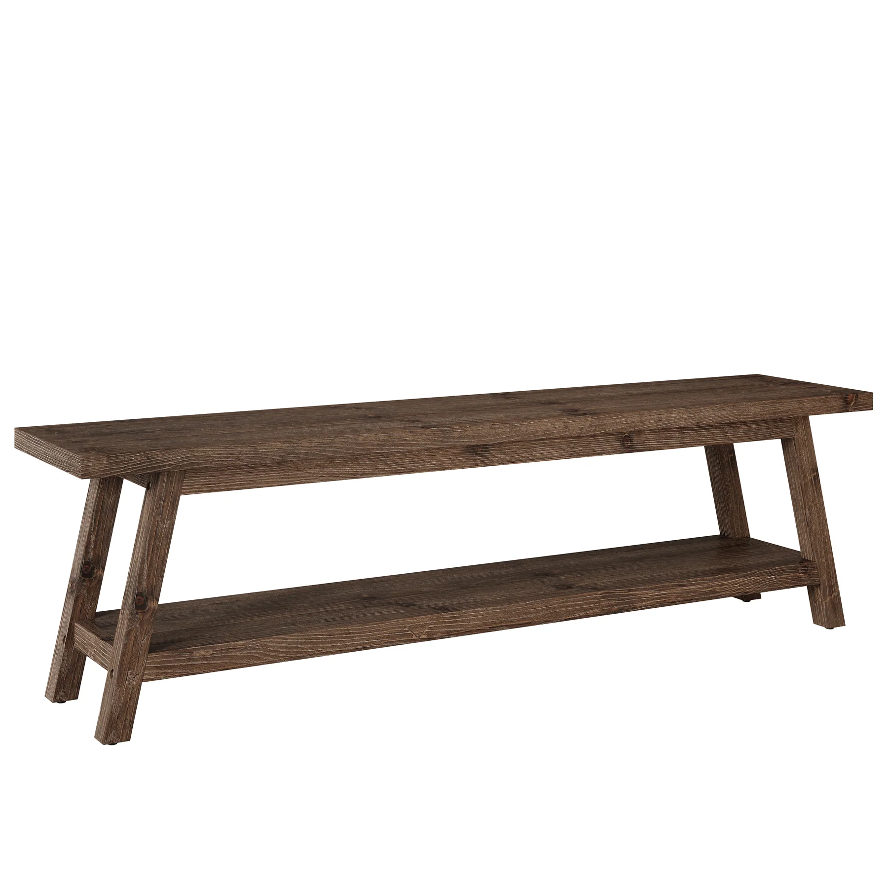 63" Solid Wood Entryway Bench, Hallway Shoe Bench with Storage Shelf - Image 12